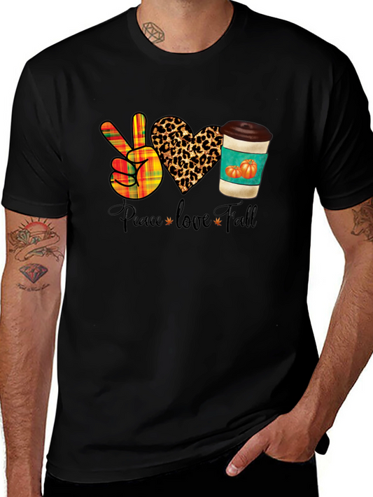 Peace Love Fall T-Shirt - Autumn Themed Graphic Tee