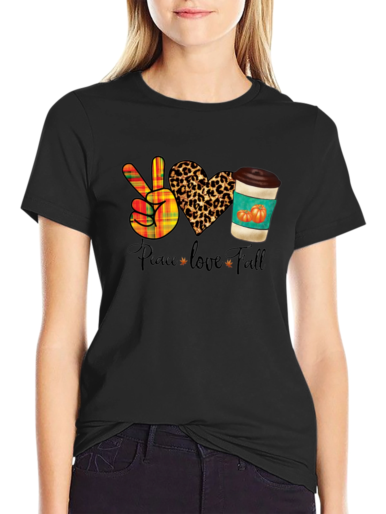 Peace Love Fall T-Shirt - Autumn Themed Graphic Tee