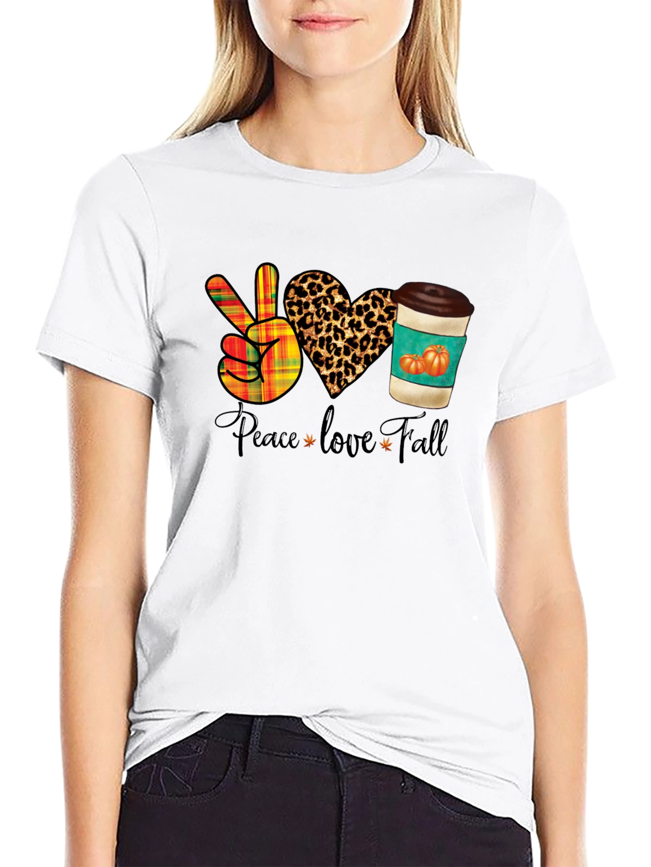 Peace Love Fall T-Shirt - Autumn Themed Graphic Tee