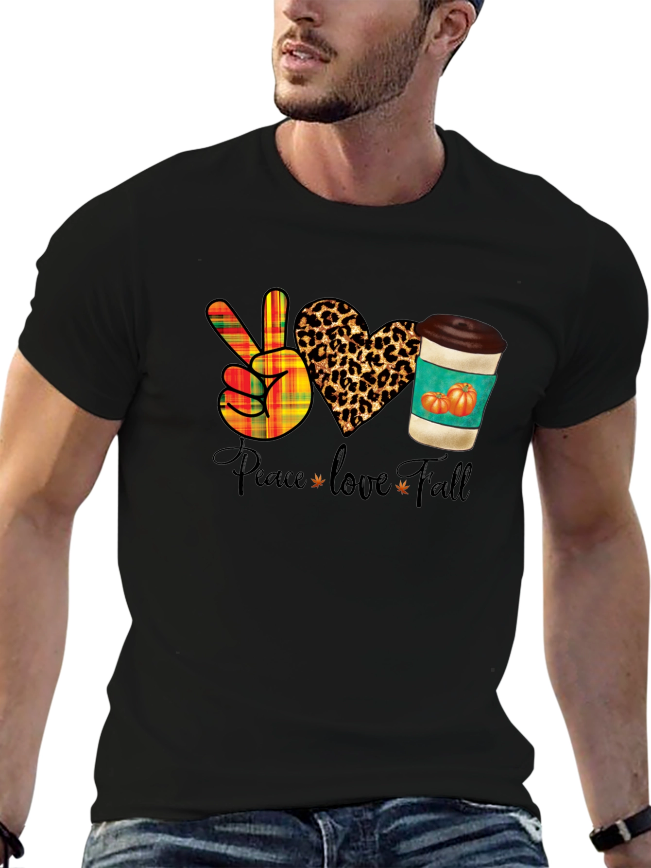 Peace Love Fall T-Shirt - Autumn Themed Graphic Tee