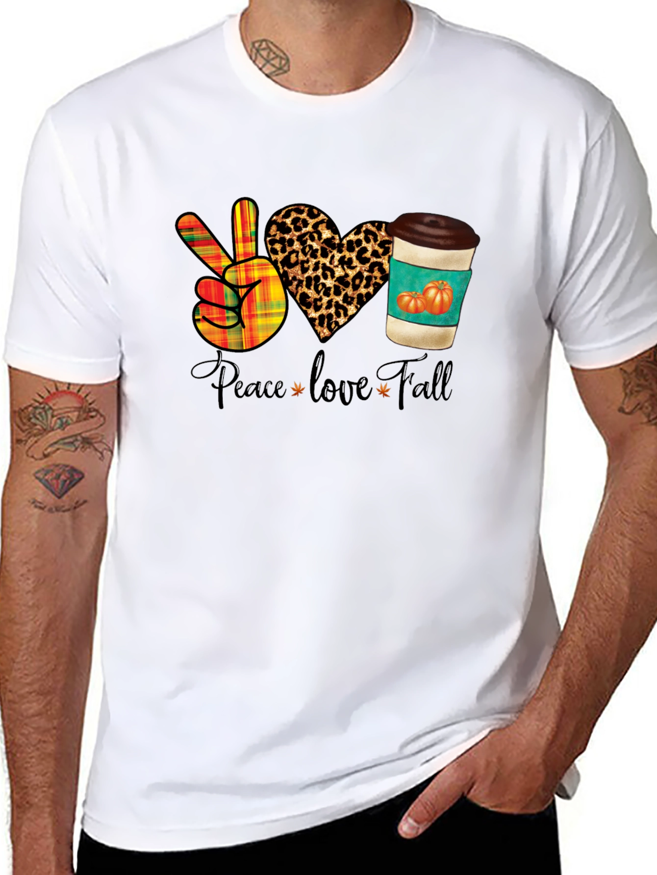 Peace Love Fall T-Shirt - Autumn Themed Graphic Tee