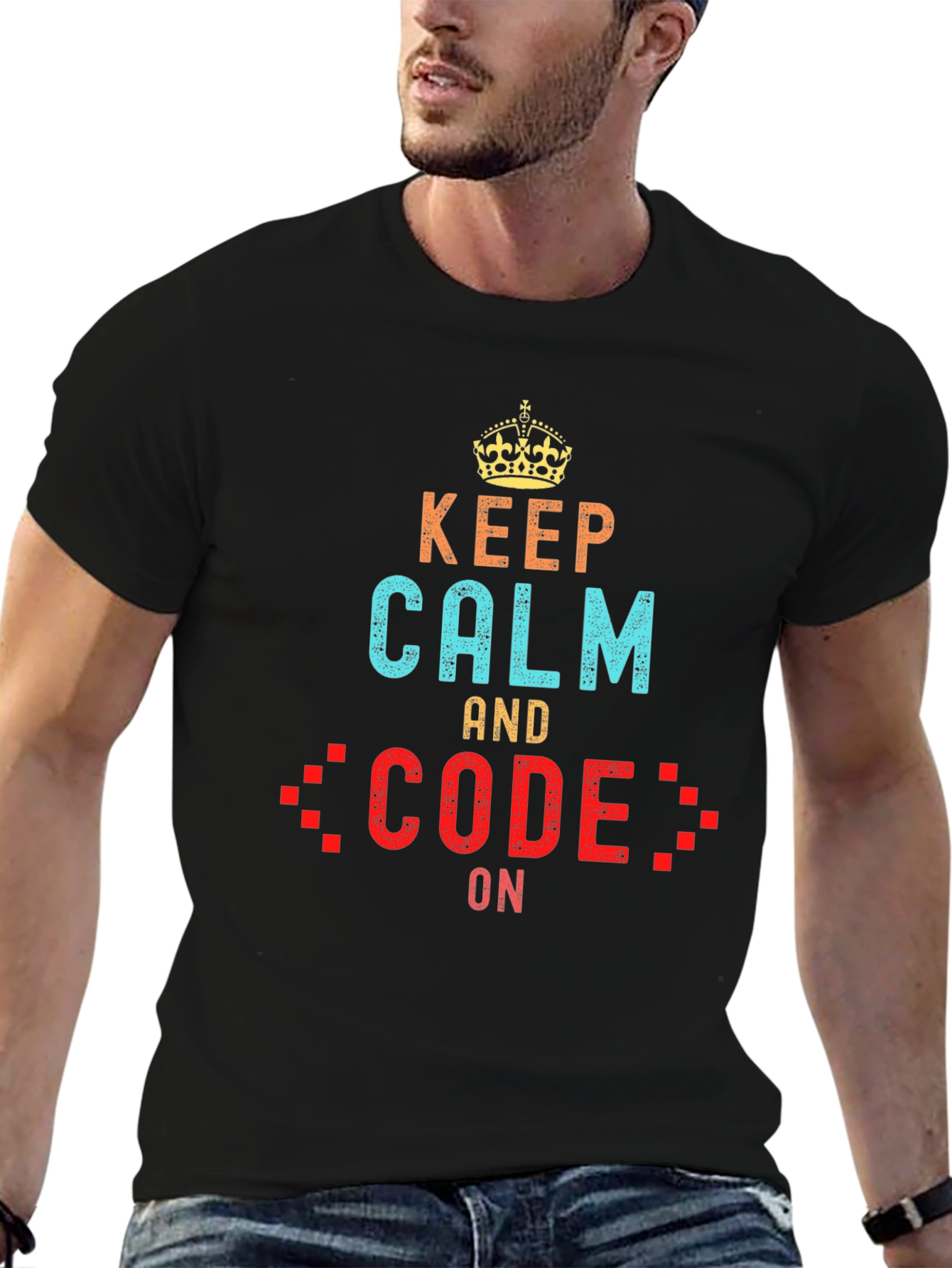 Keep Calm and Code On Black T-Shirt
