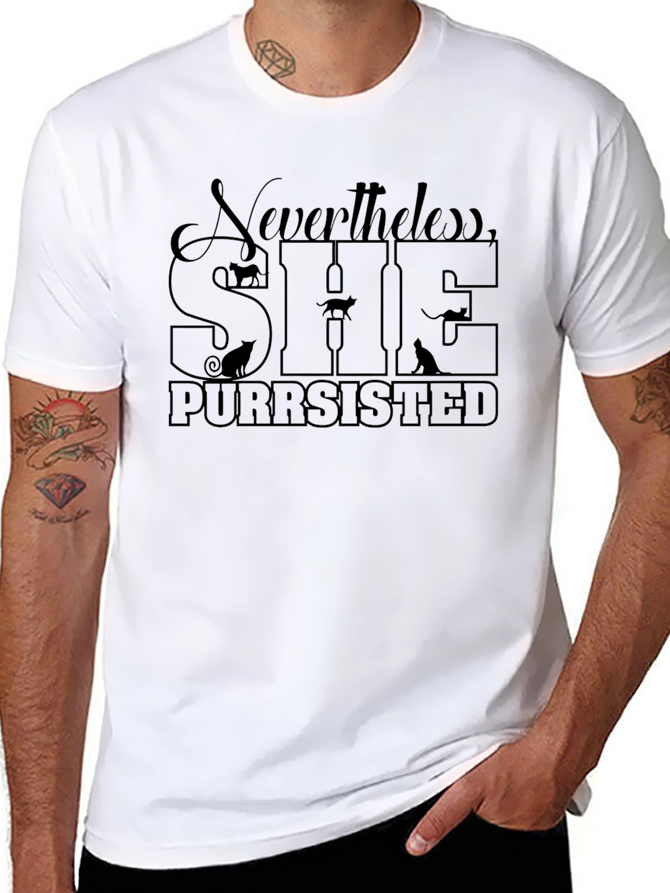 Nevertheless She Purrsisted Cat T-Shirt