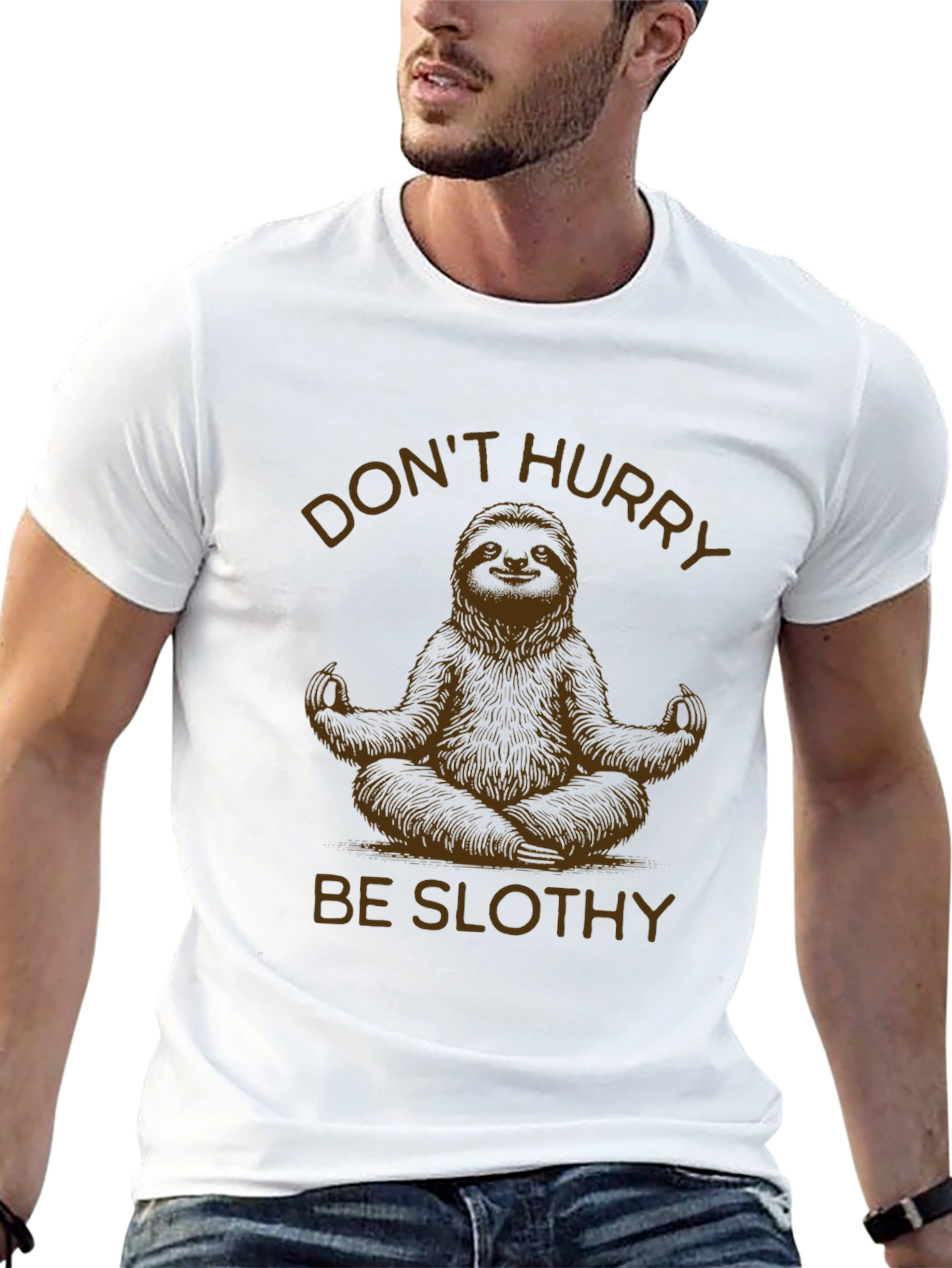 Dont Hurry Be Slothy Black T-Shirt