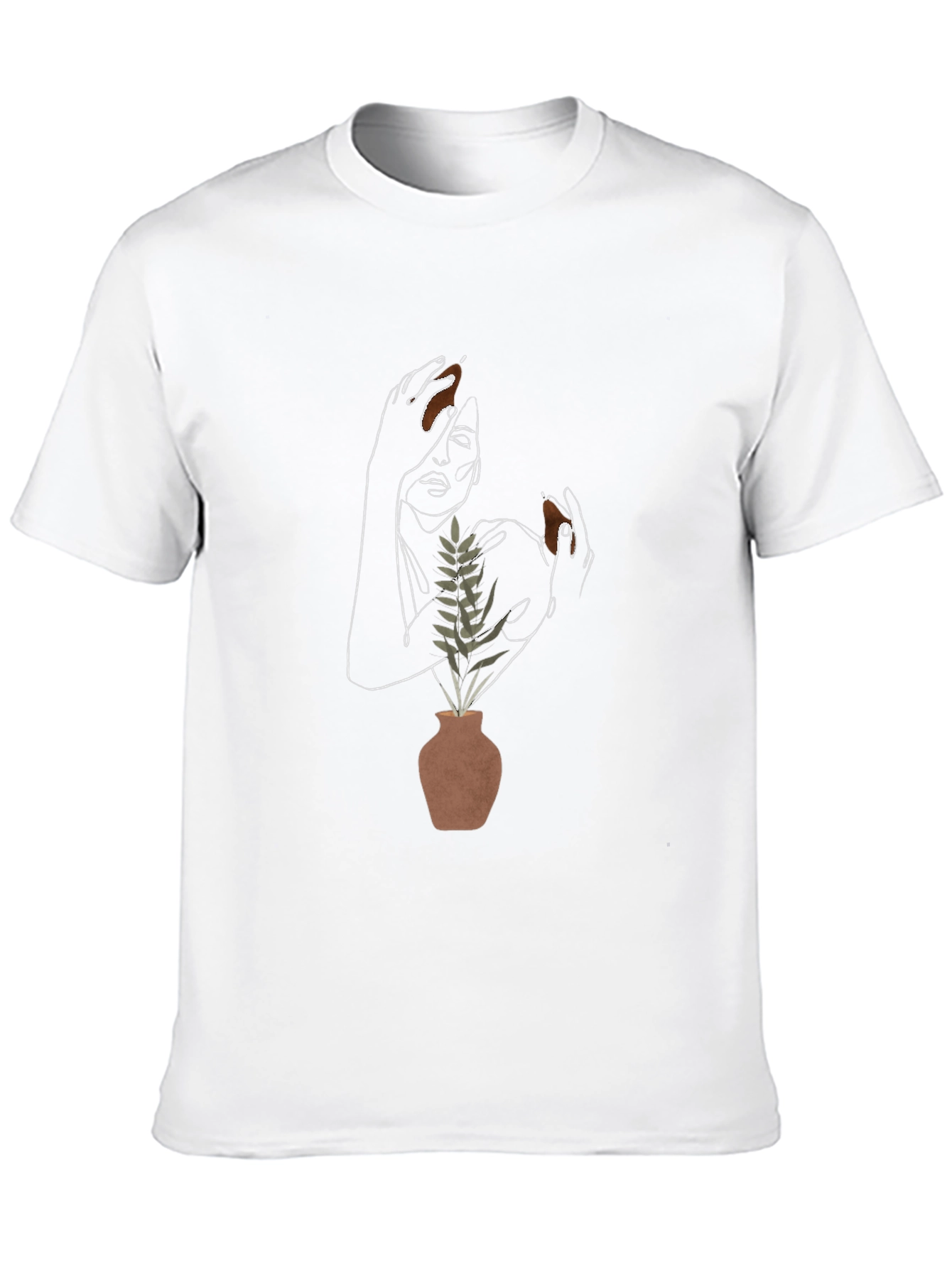 Abstract Woman with Plant Graphic T-Shirt