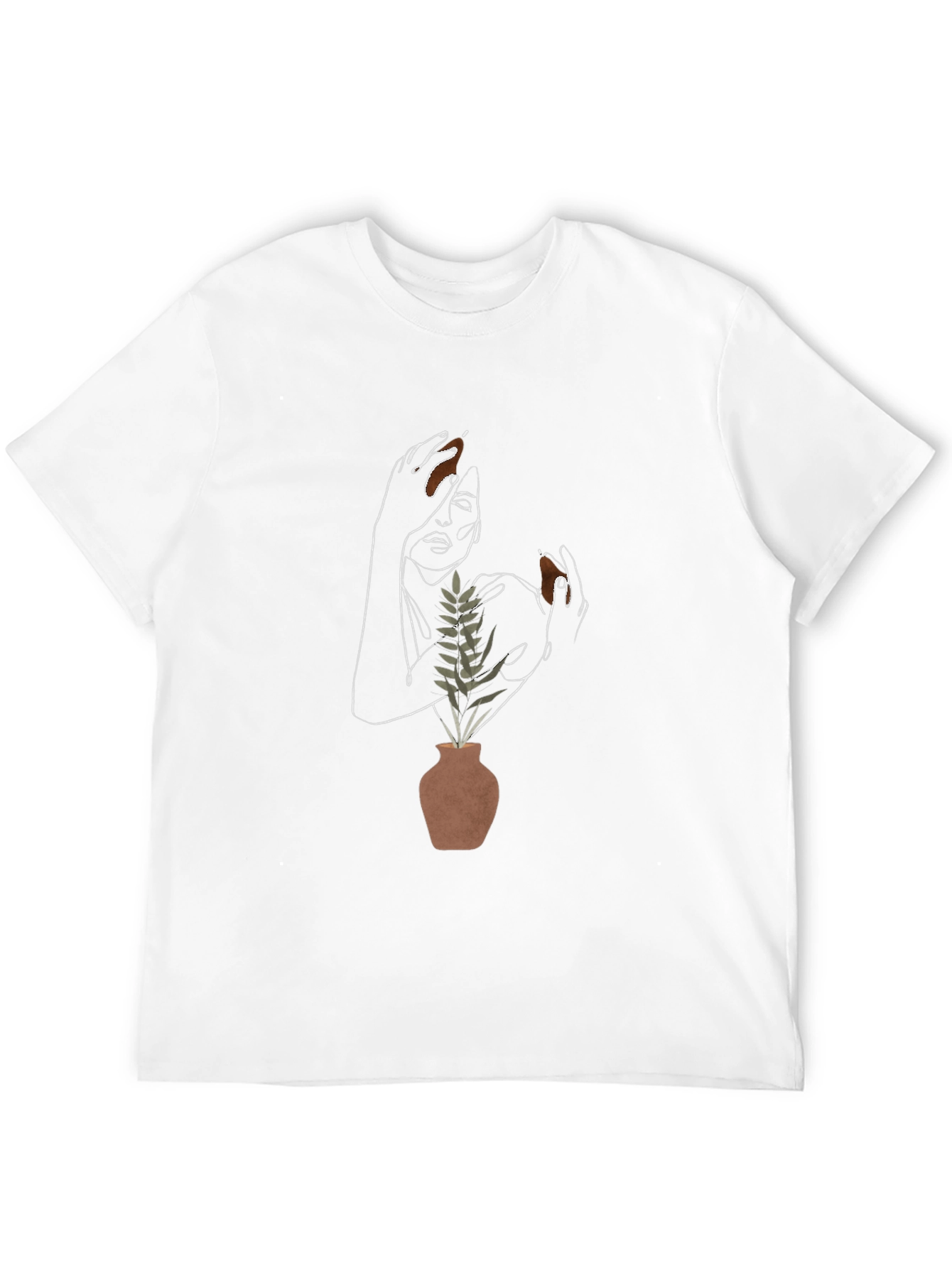 Abstract Woman with Plant Graphic T-Shirt