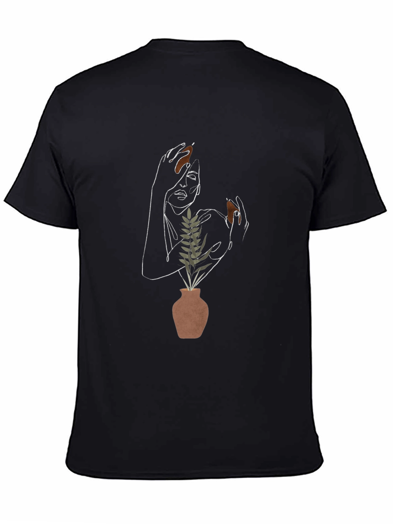 Abstract Woman with Plant Graphic T-Shirt