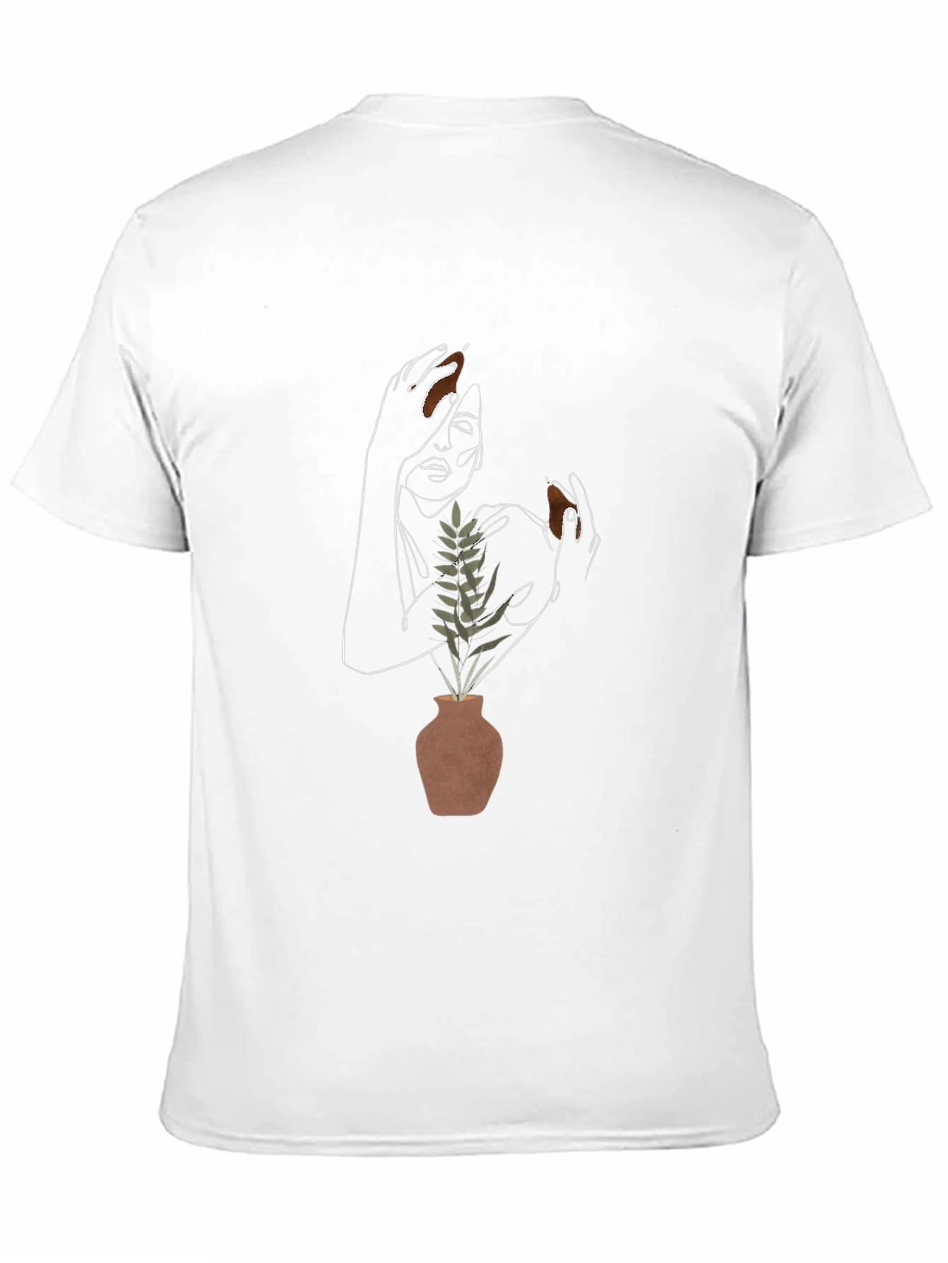 Abstract Woman with Plant Graphic T-Shirt