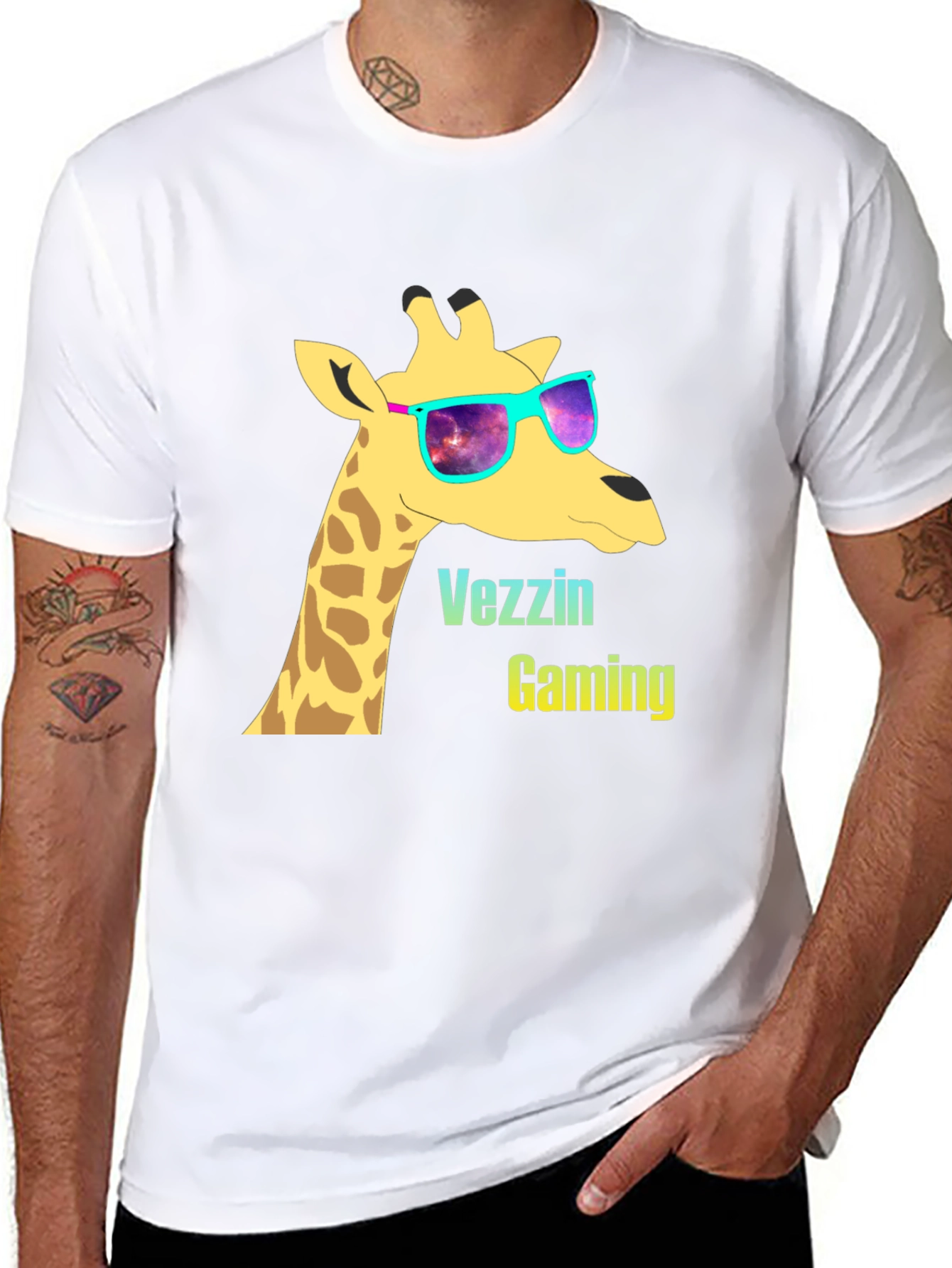 Vezzin Gaming Giraffe T-Shirt - Cool Graphic Tee