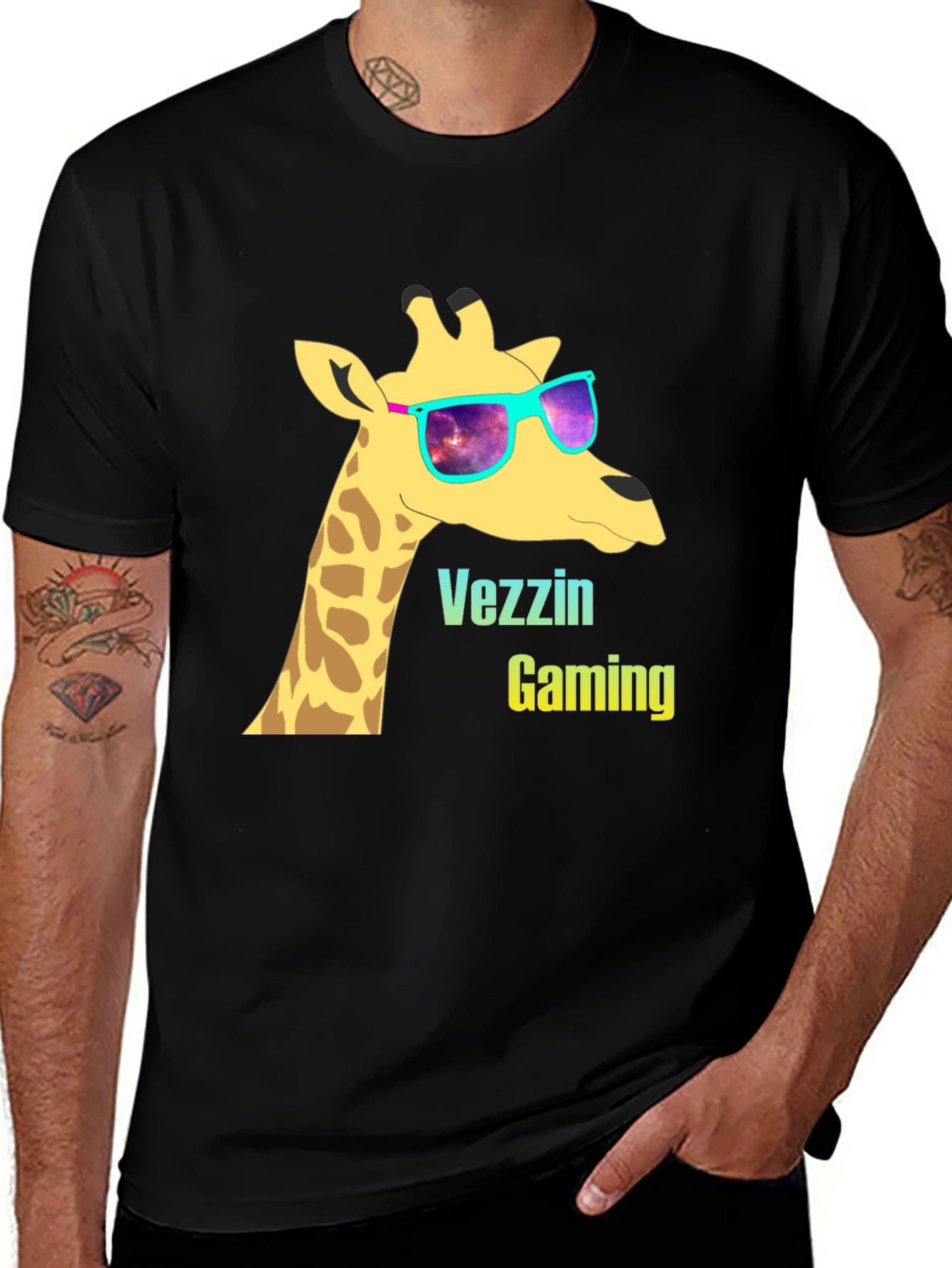 Vezzin Gaming Giraffe T-Shirt - Cool Graphic Tee