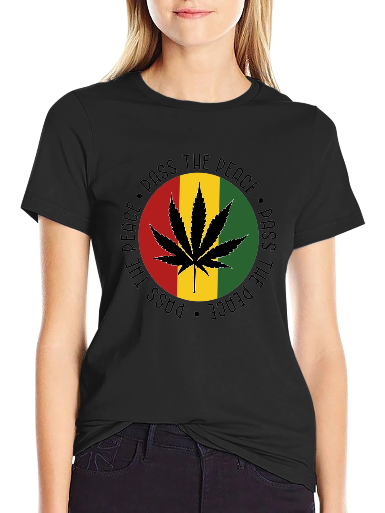 Pass The Peace Rasta Marijuana Graphic T-Shirt