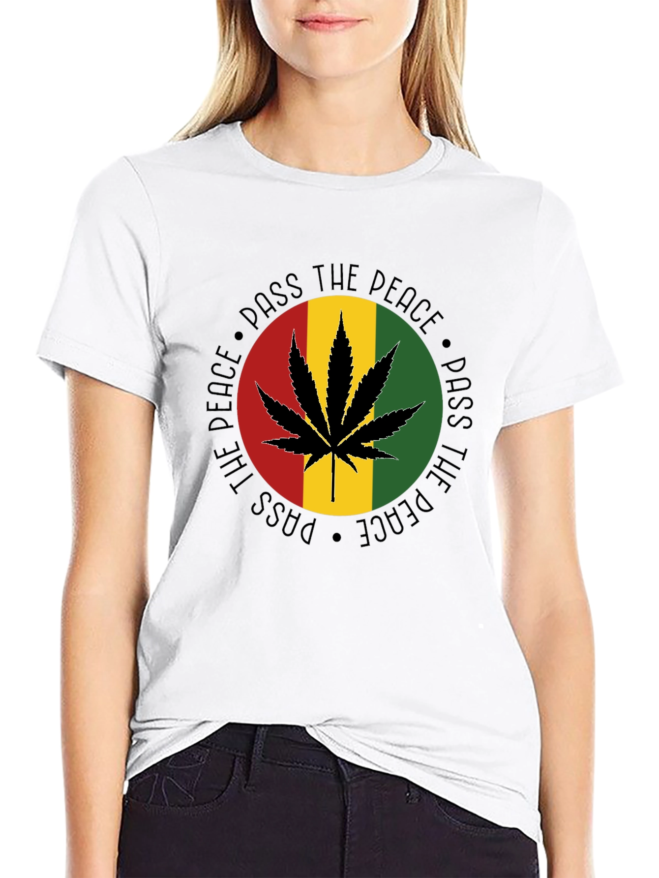 Pass The Peace Rasta Marijuana Graphic T-Shirt