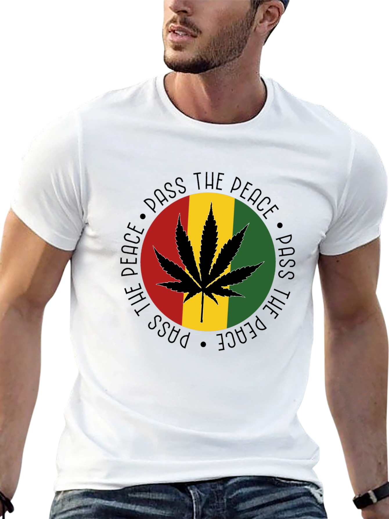 Pass The Peace Rasta Marijuana Graphic T-Shirt
