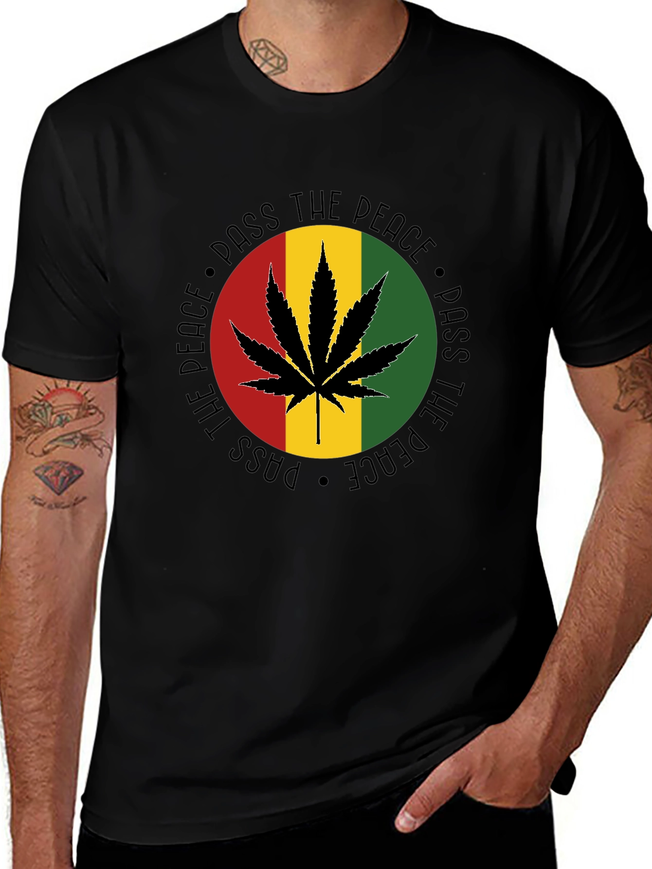 Pass The Peace Rasta Marijuana Graphic T-Shirt
