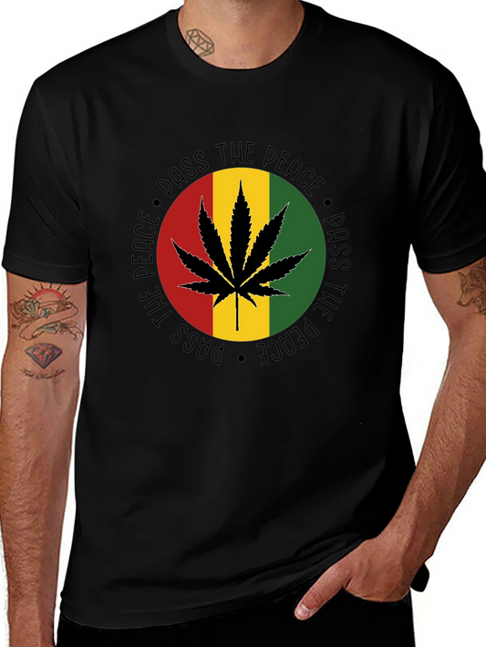 Pass The Peace Rasta Marijuana Graphic T-Shirt