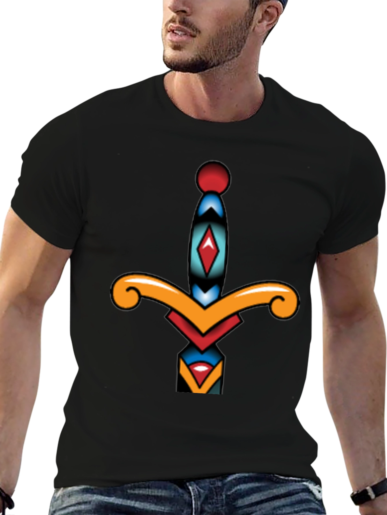 Dagger Graphic Tee - Classic Tattoo Style Shirt