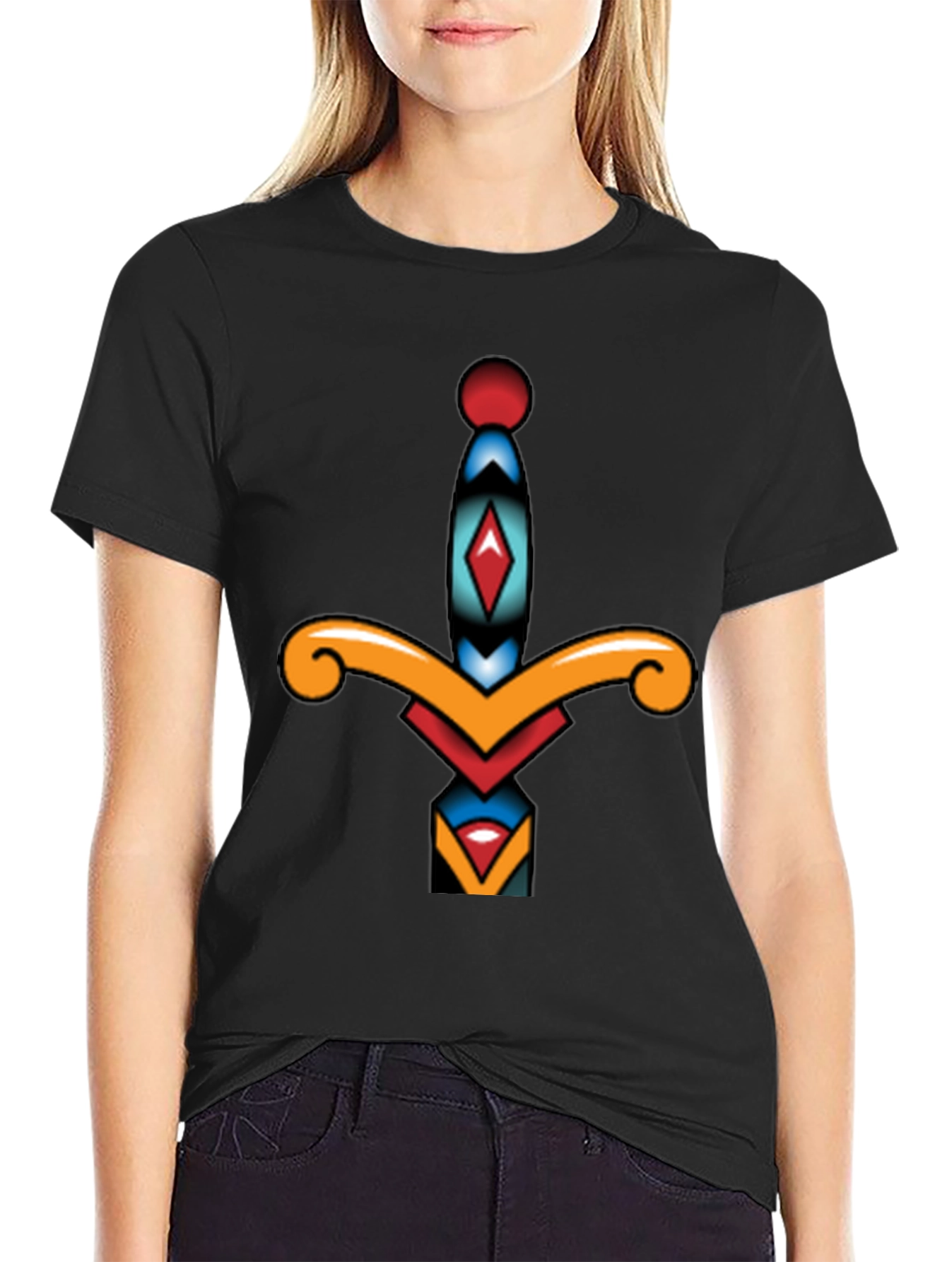 Dagger Graphic Tee - Classic Tattoo Style Shirt