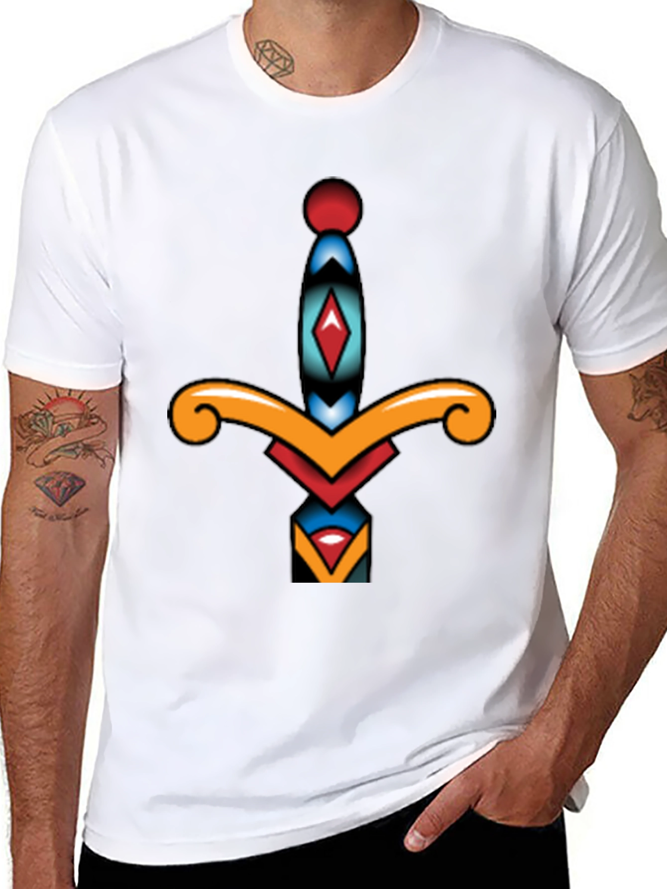 Dagger Graphic Tee - Classic Tattoo Style Shirt