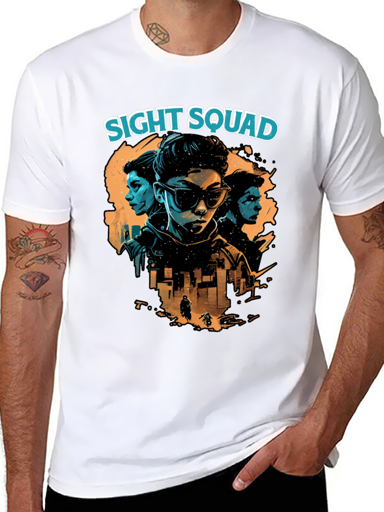Sight Squad Graphic Print T-Shirt - Black