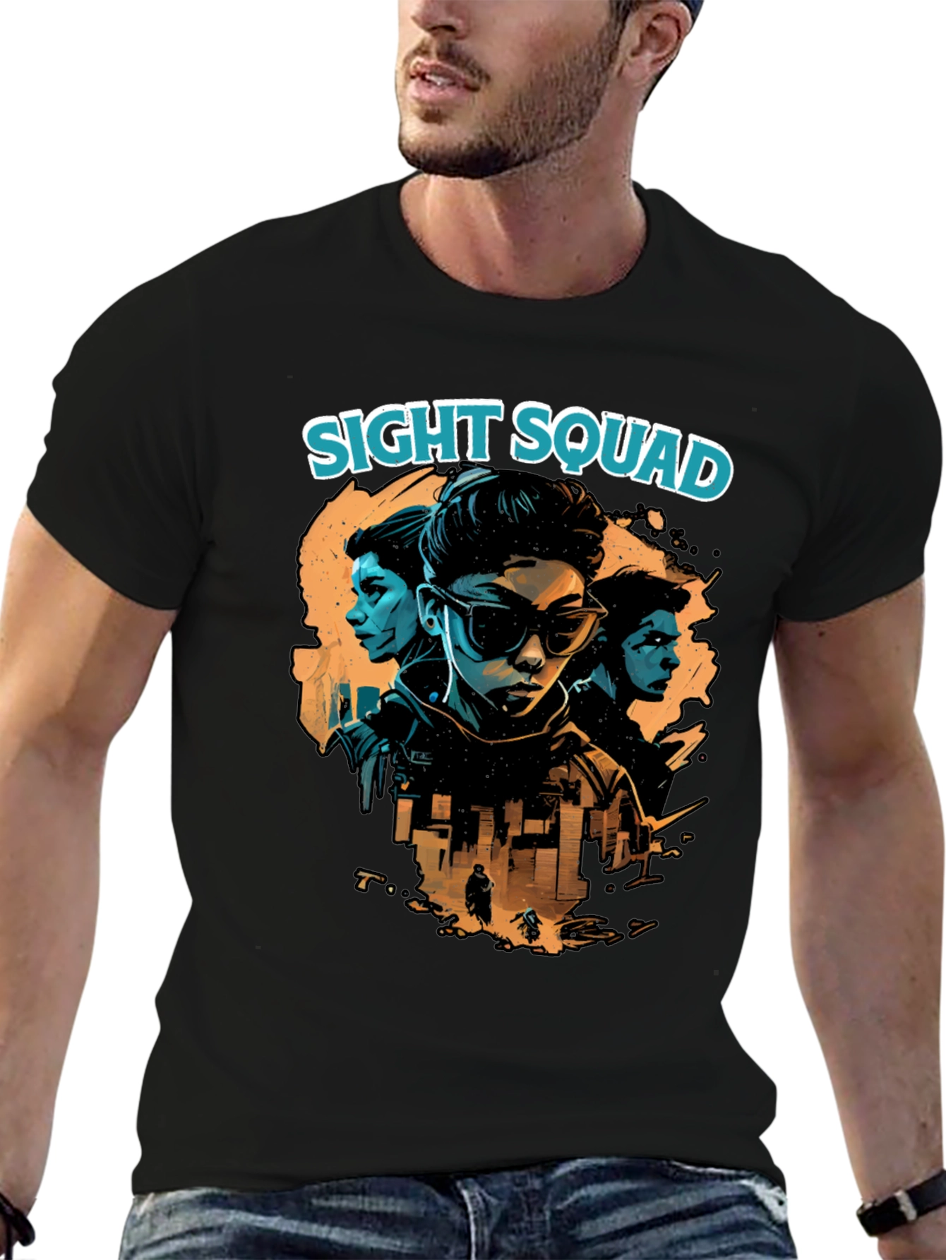 Sight Squad Graphic Print T-Shirt - Black