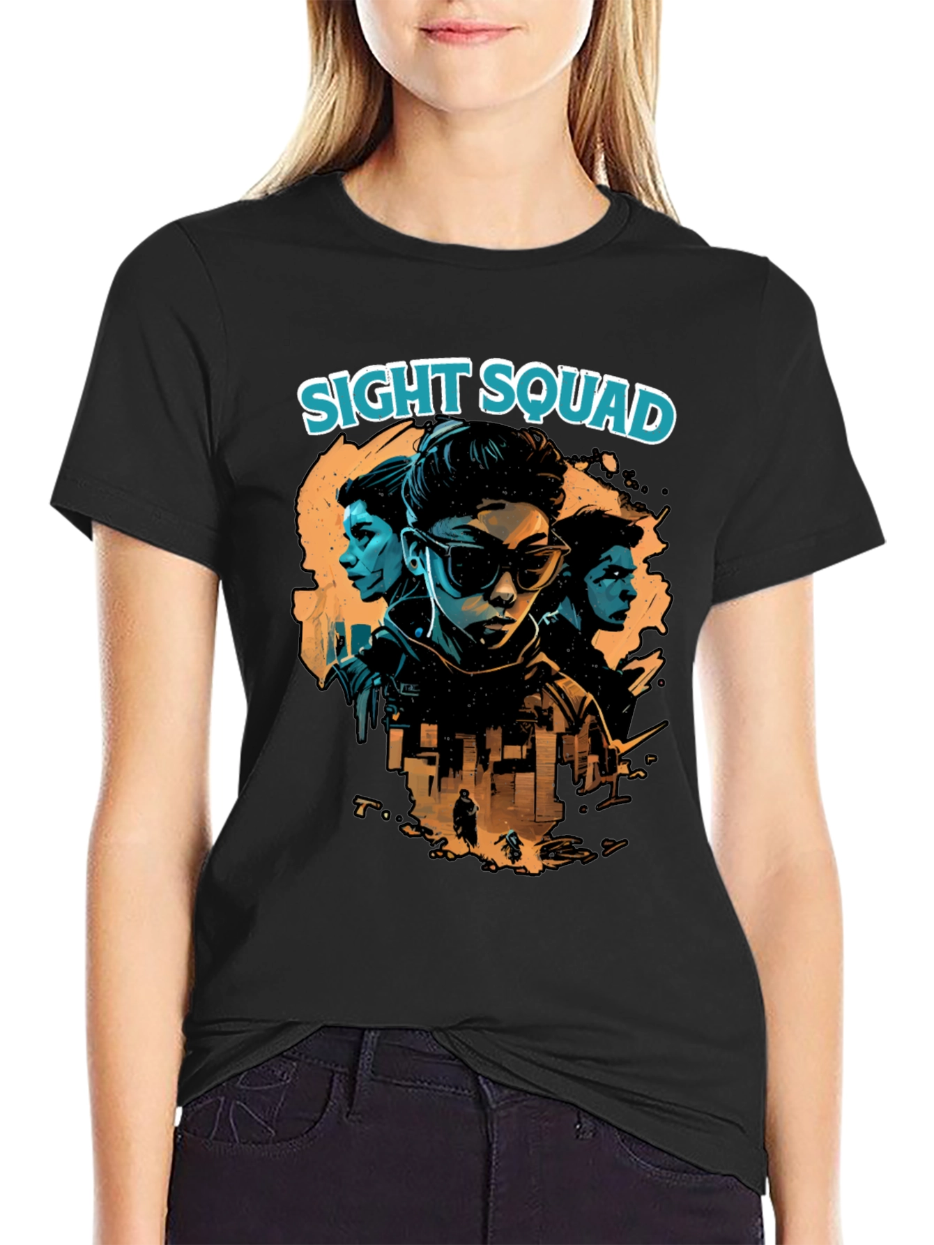 Sight Squad Graphic Print T-Shirt - Black