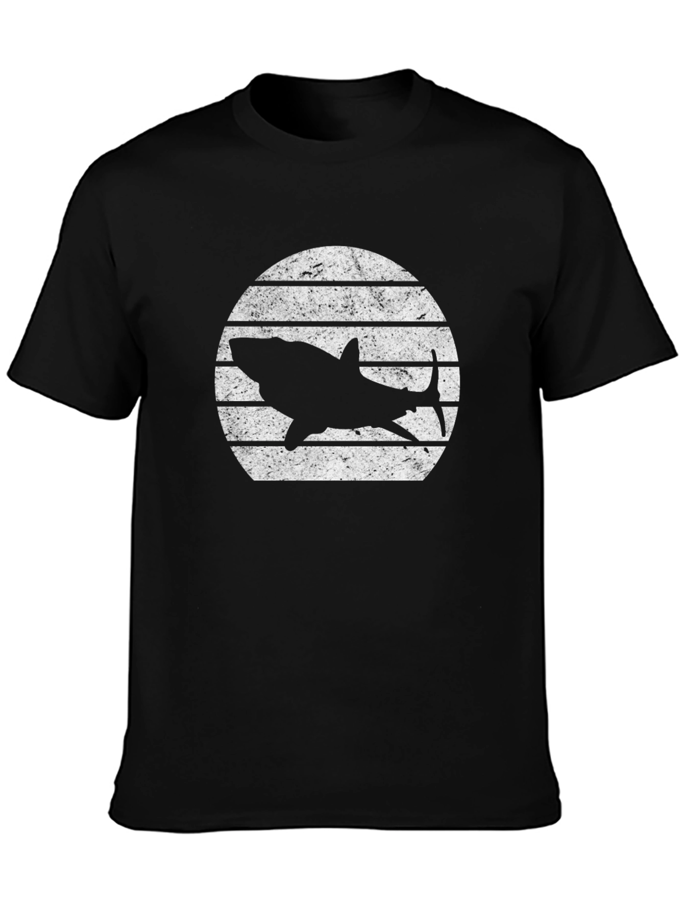Shark Silhouette Graphic Tee - Black Cotton