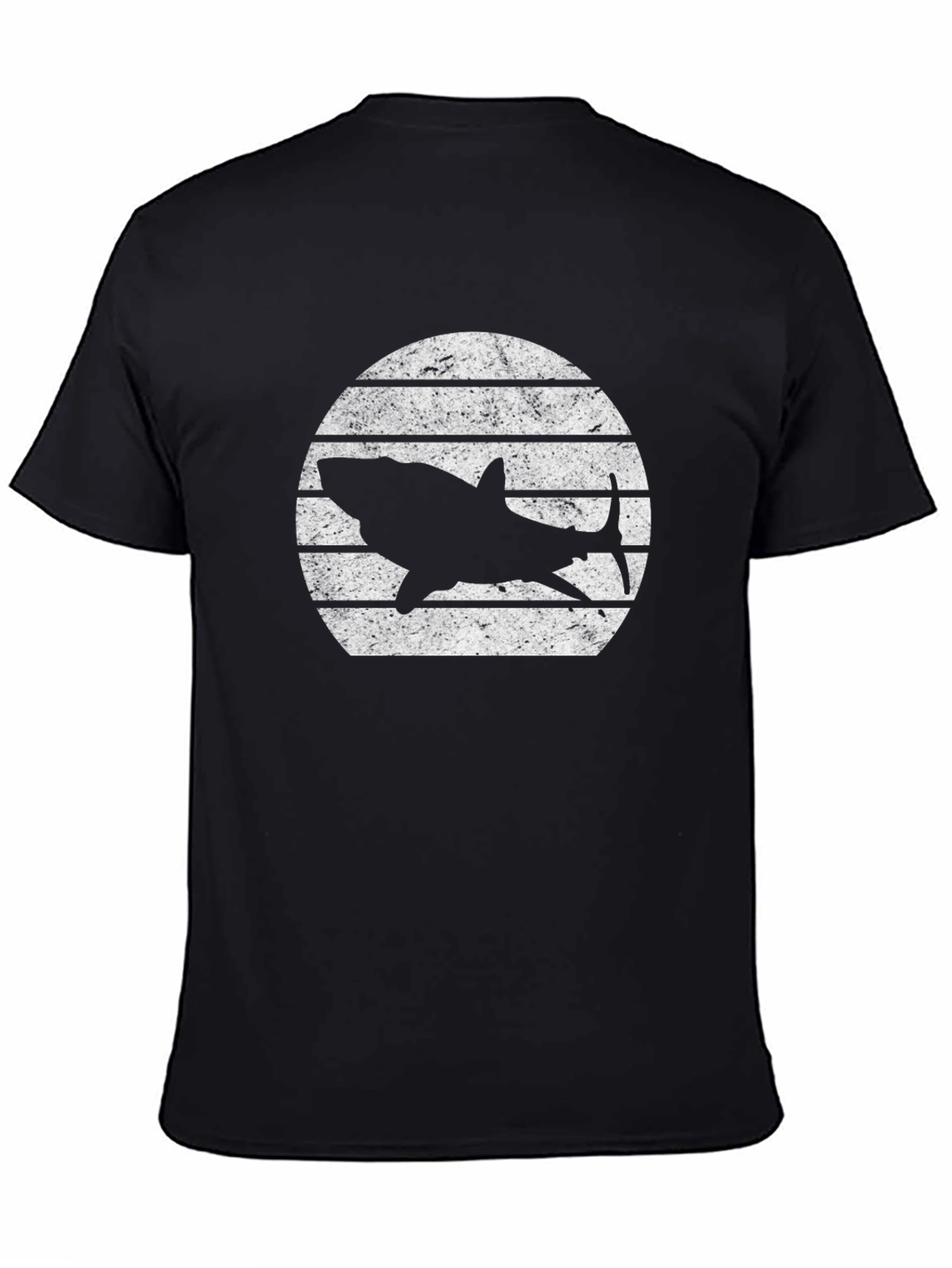 Shark Silhouette Graphic Tee - Black Cotton