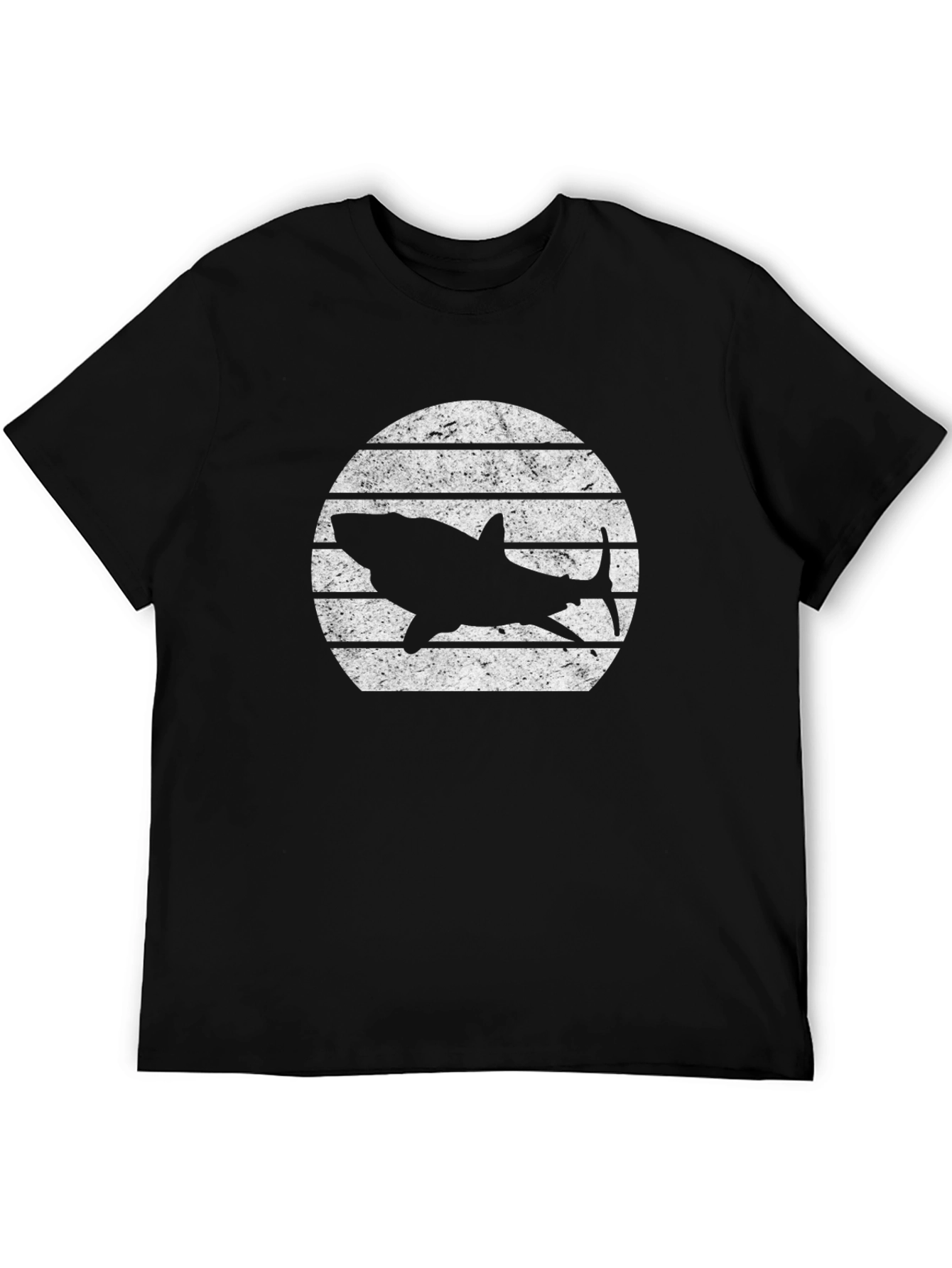 Shark Silhouette Graphic Tee - Black Cotton