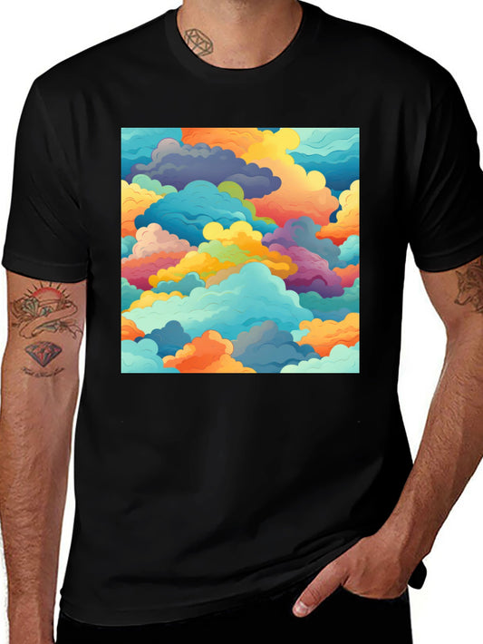 Colorful Clouds Graphic Tee - Unisex Black T-Shirt
