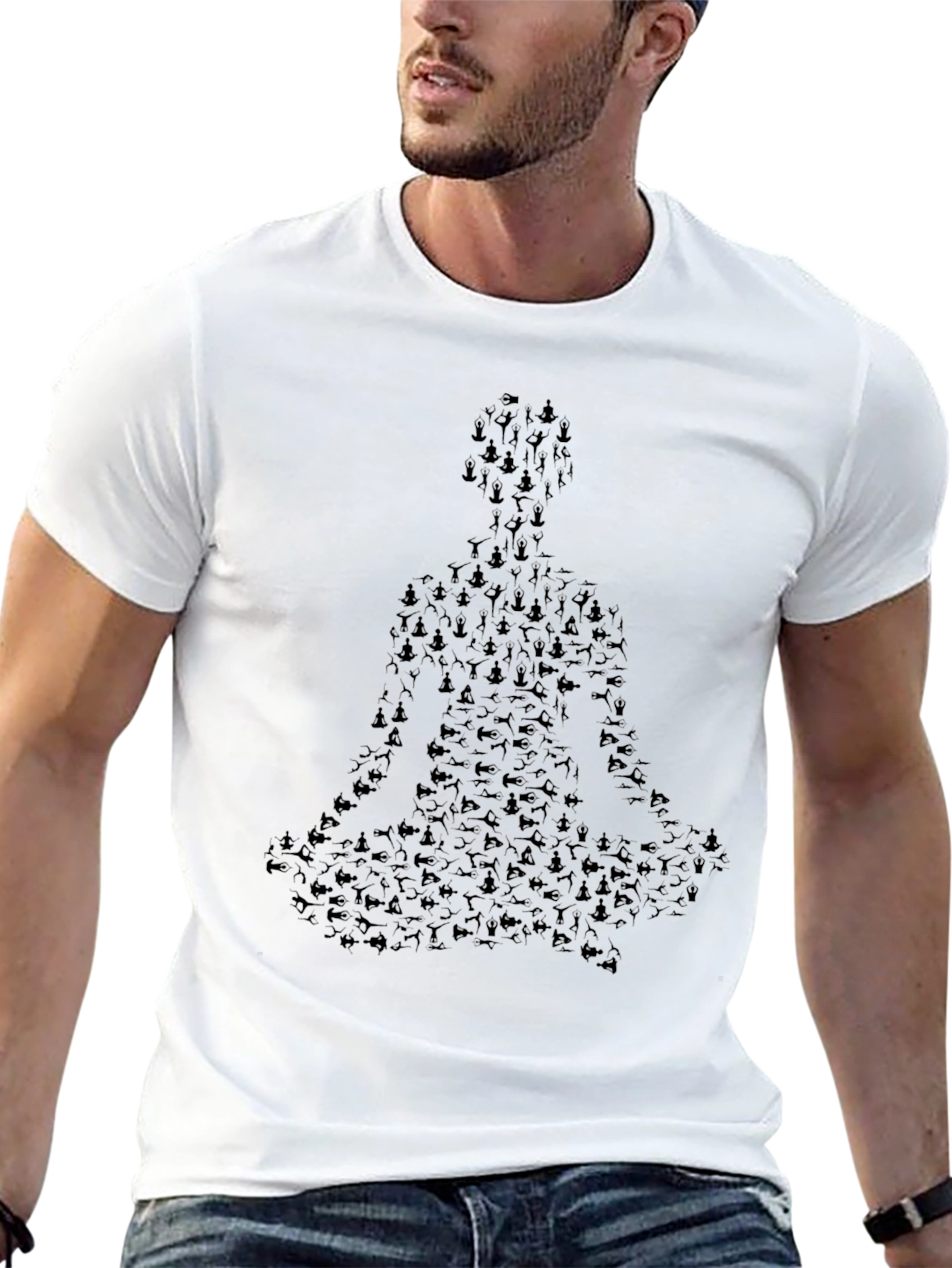 Yoga Pose Silhouette Graphic T-Shirt - Black