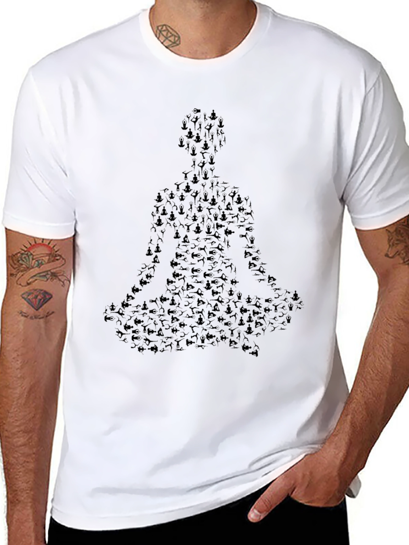 Yoga Pose Silhouette Graphic T-Shirt - Black