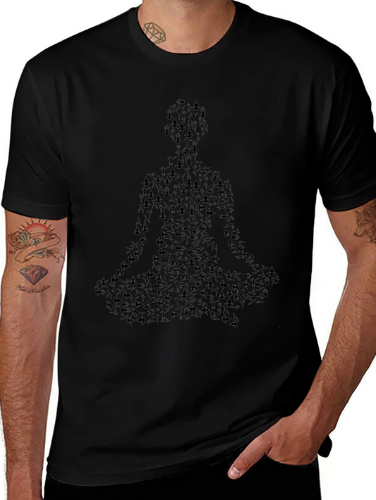 Yoga Pose Silhouette Graphic T-Shirt - Black
