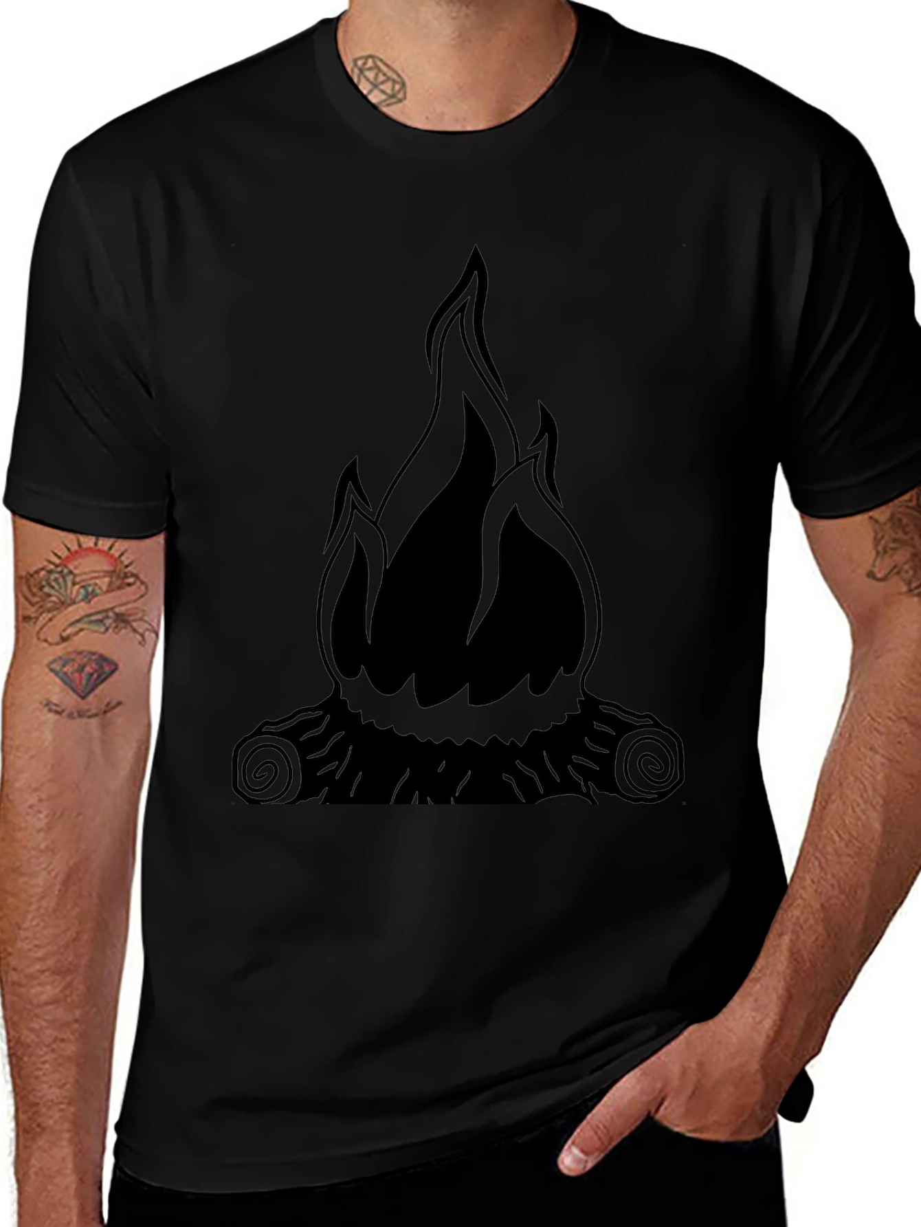 Flame Graphic Black T-Shirt - Mens Style
