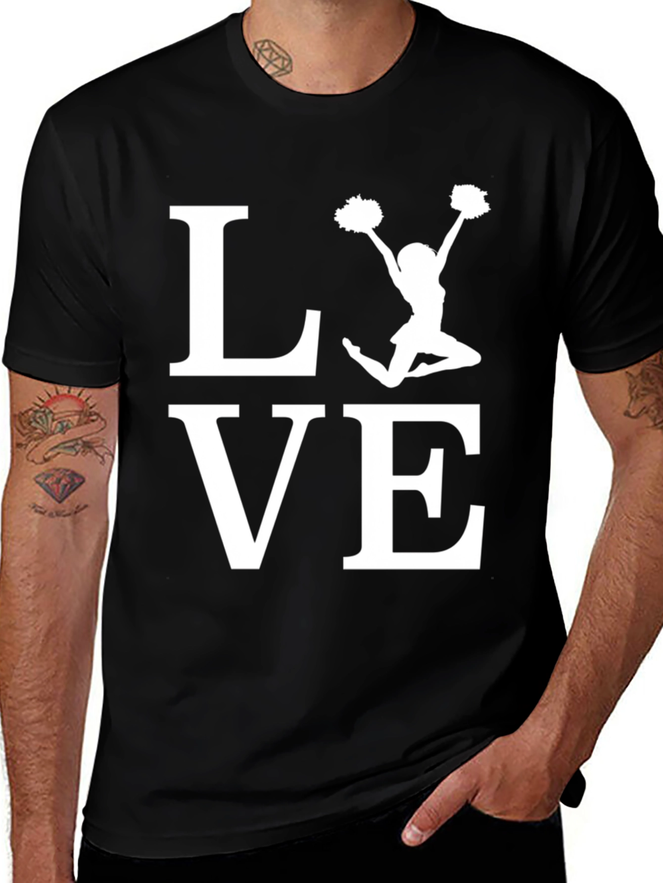 Love Cheerleader T-Shirt | Black Cotton Blend Tee