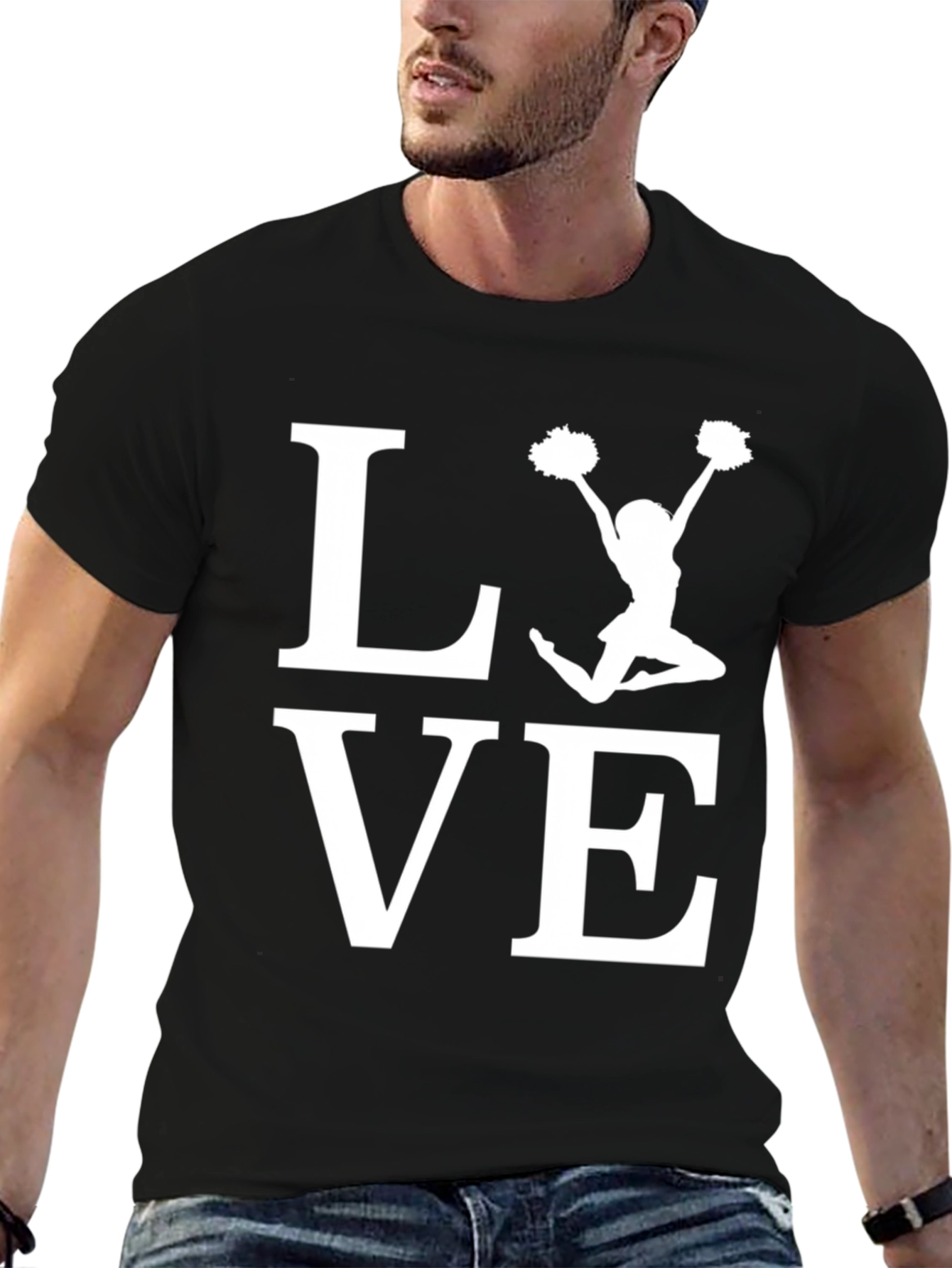Love Cheerleader T-Shirt | Black Cotton Blend Tee