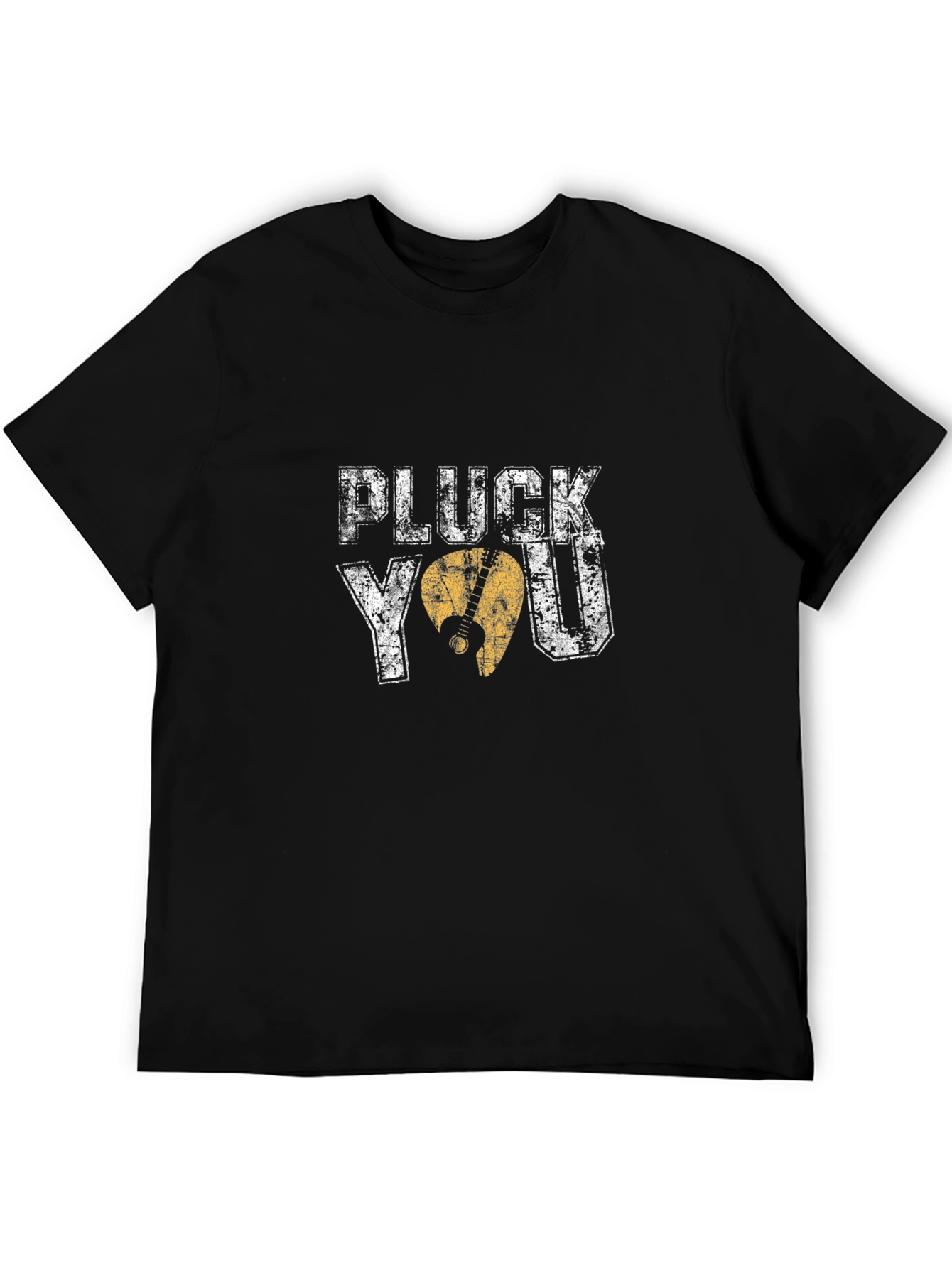 Pluck You Guitar Pick Black Graphic T-Shirt