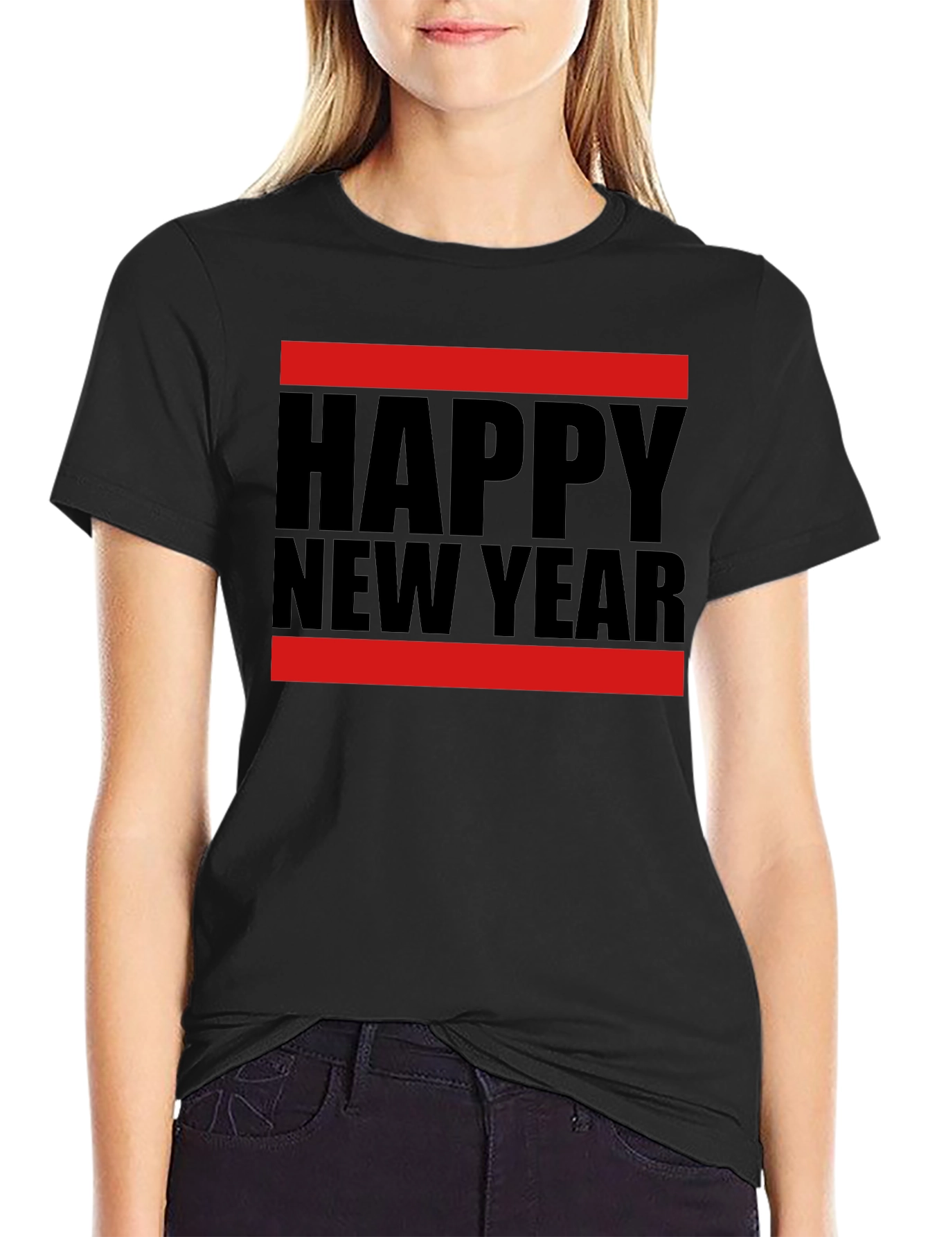 Happy New Year Graphic T-Shirt - Black