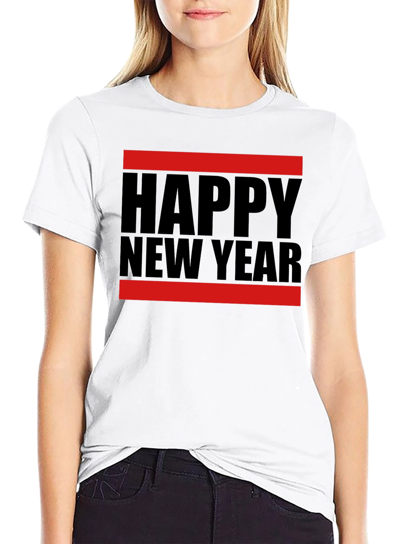 Happy New Year Graphic T-Shirt - Black