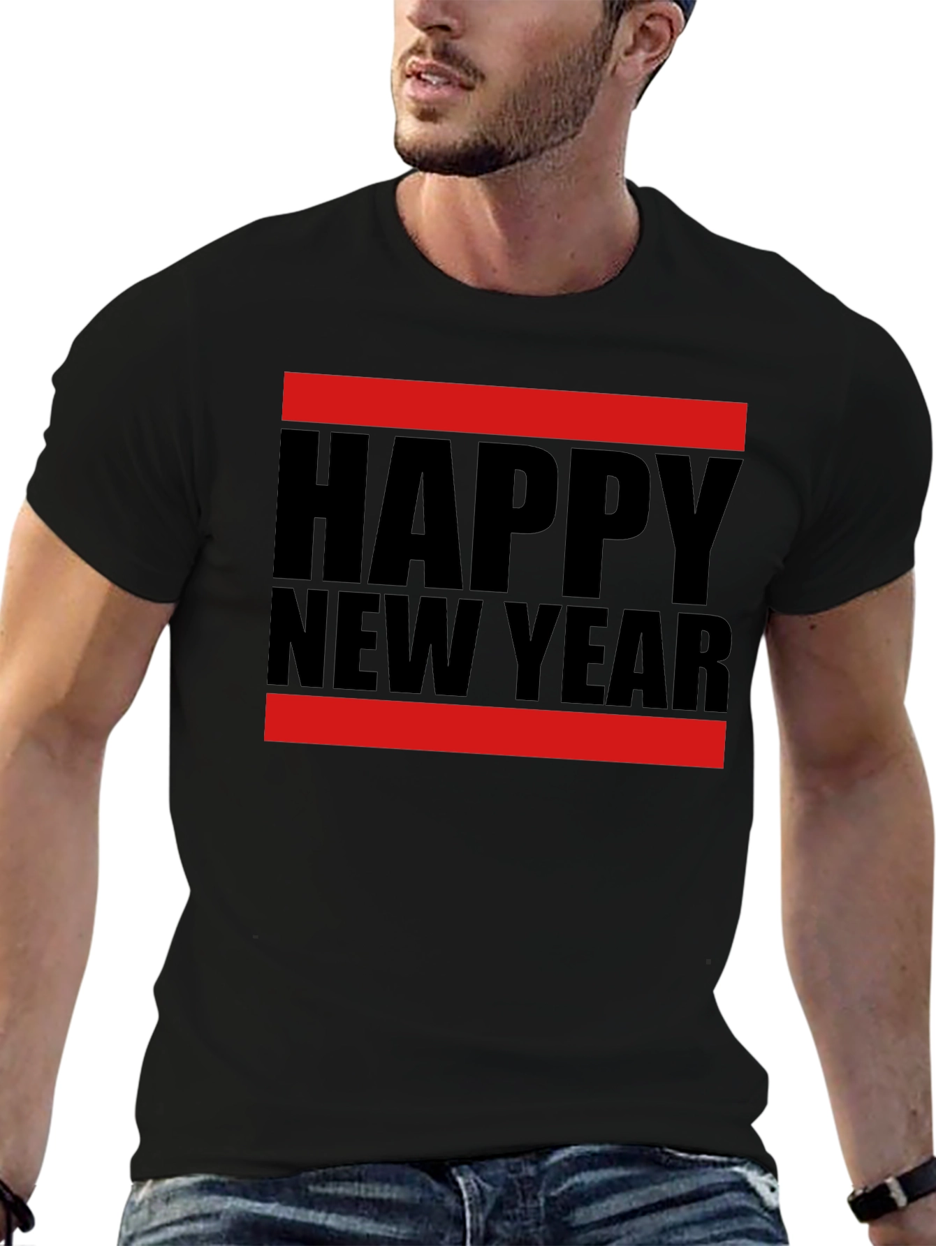Happy New Year Graphic T-Shirt - Black