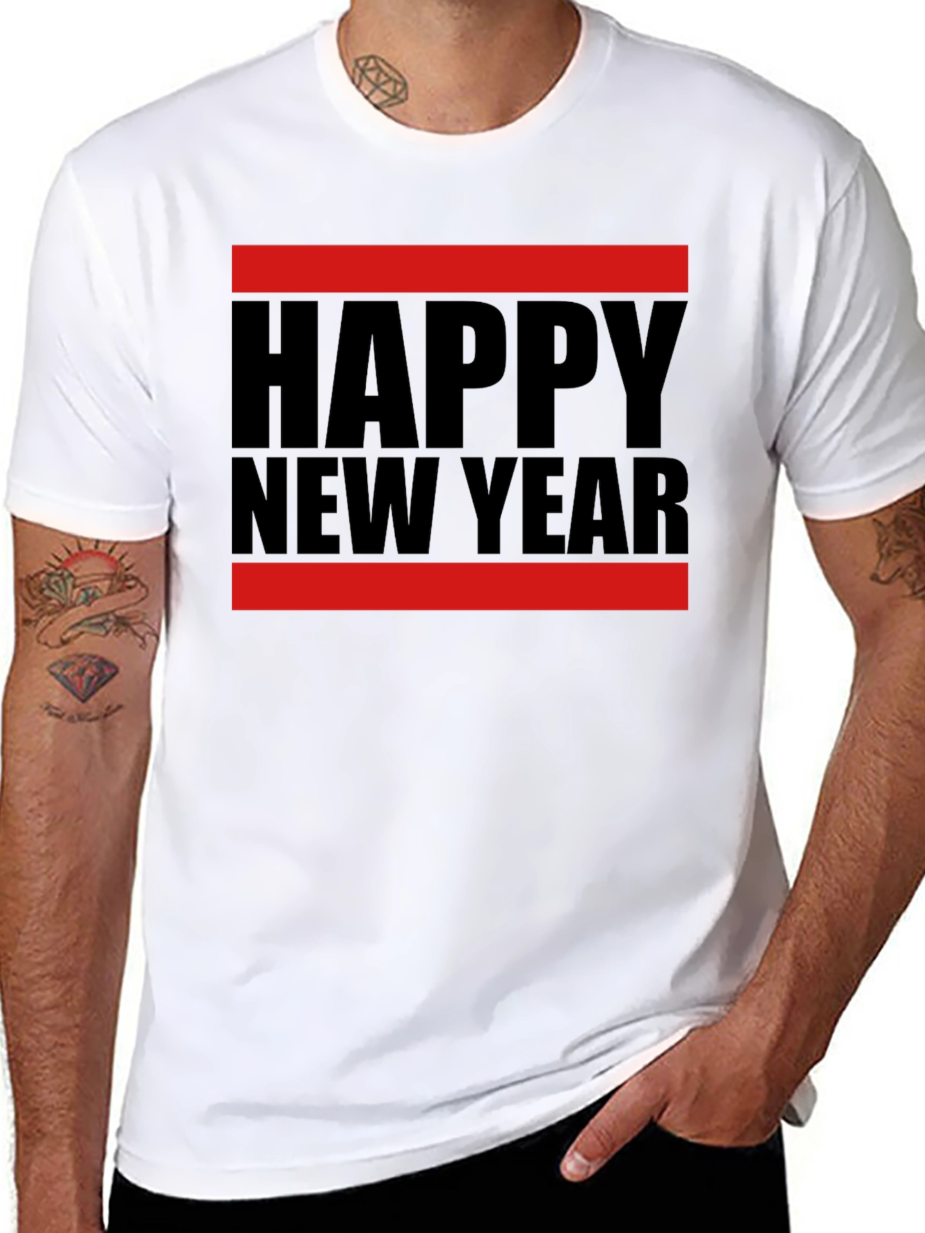 Happy New Year Graphic T-Shirt - Black
