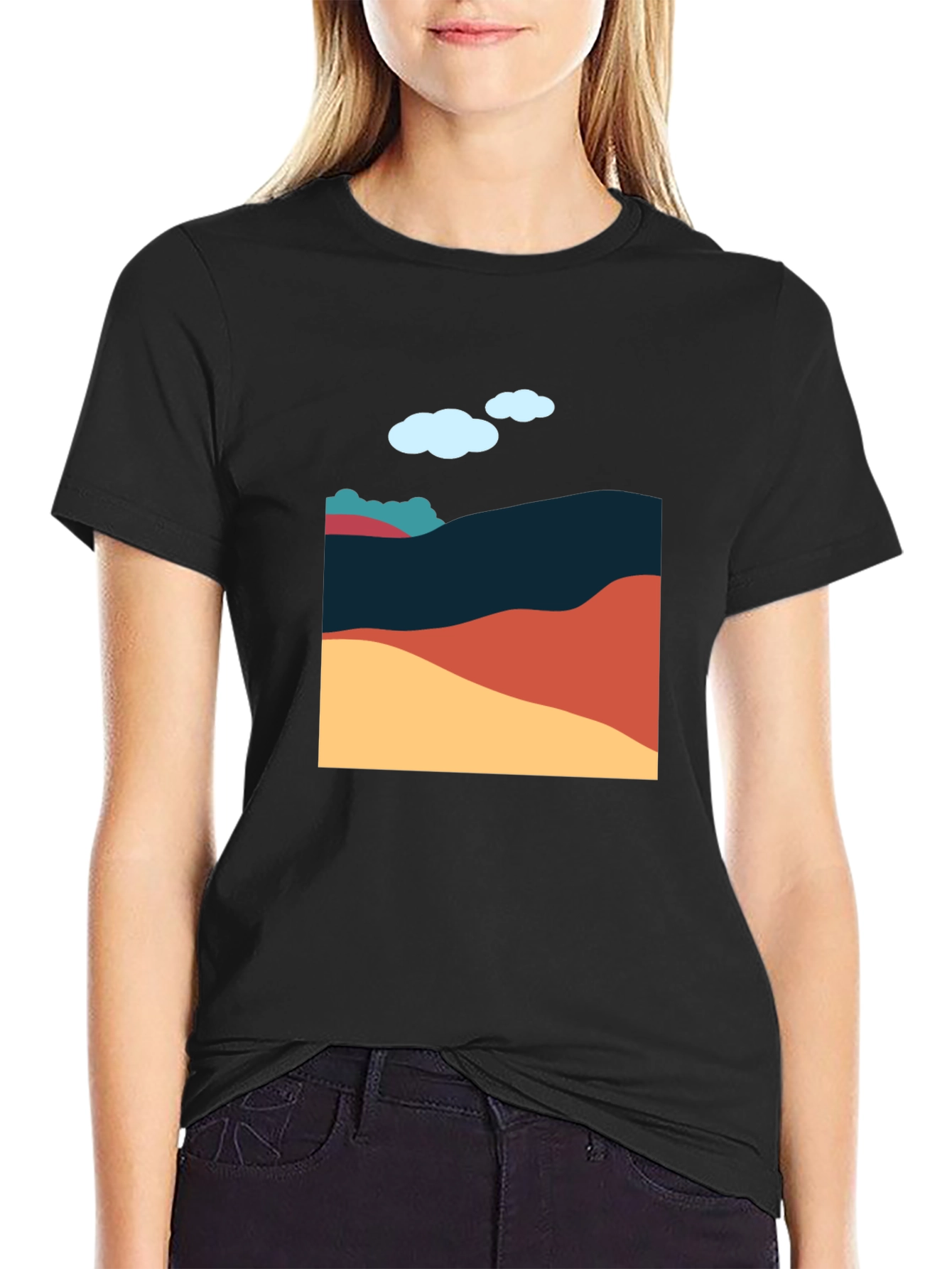 Abstract Landscape Graphic Tee - Casual Style