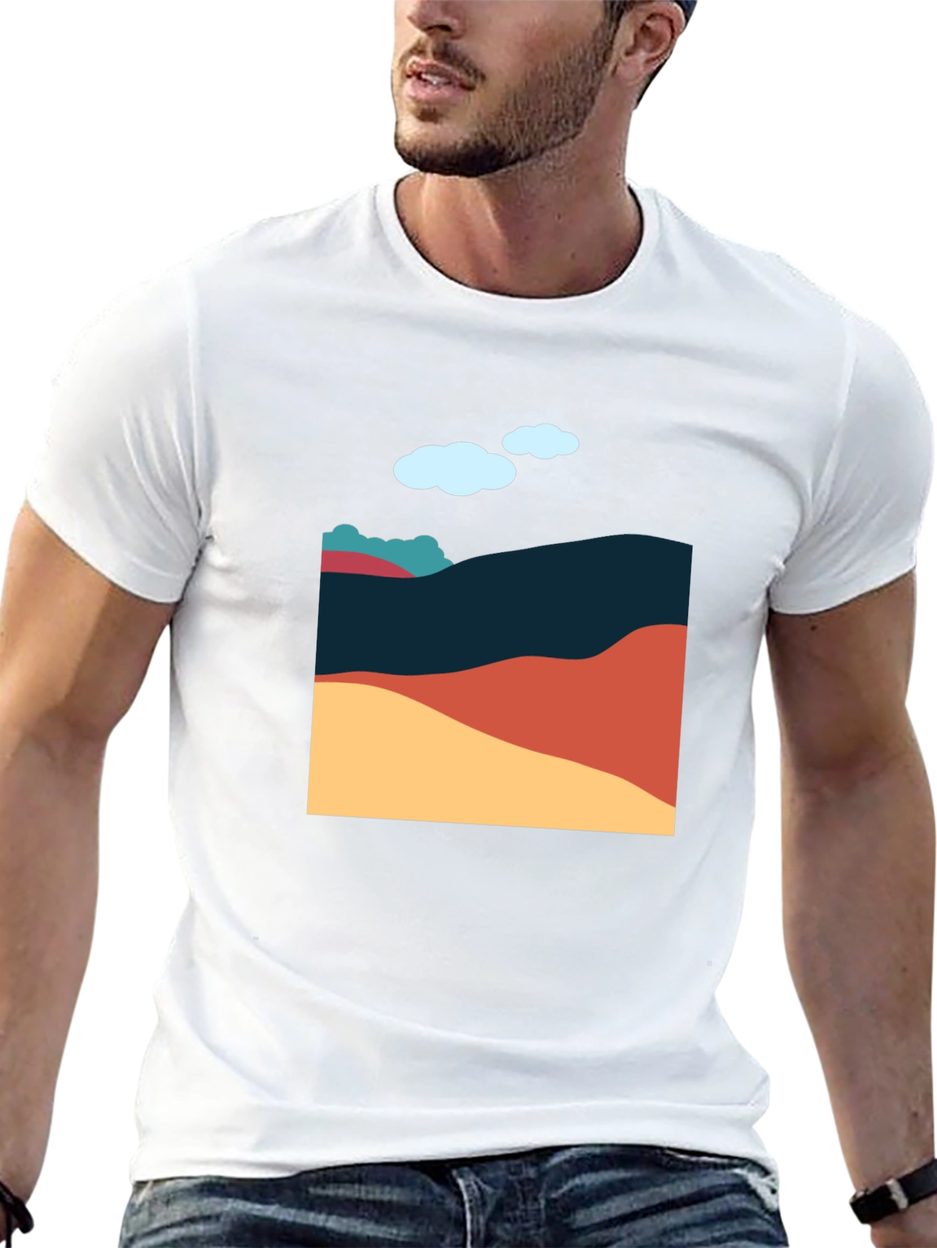 Abstract Landscape Graphic Tee - Casual Style