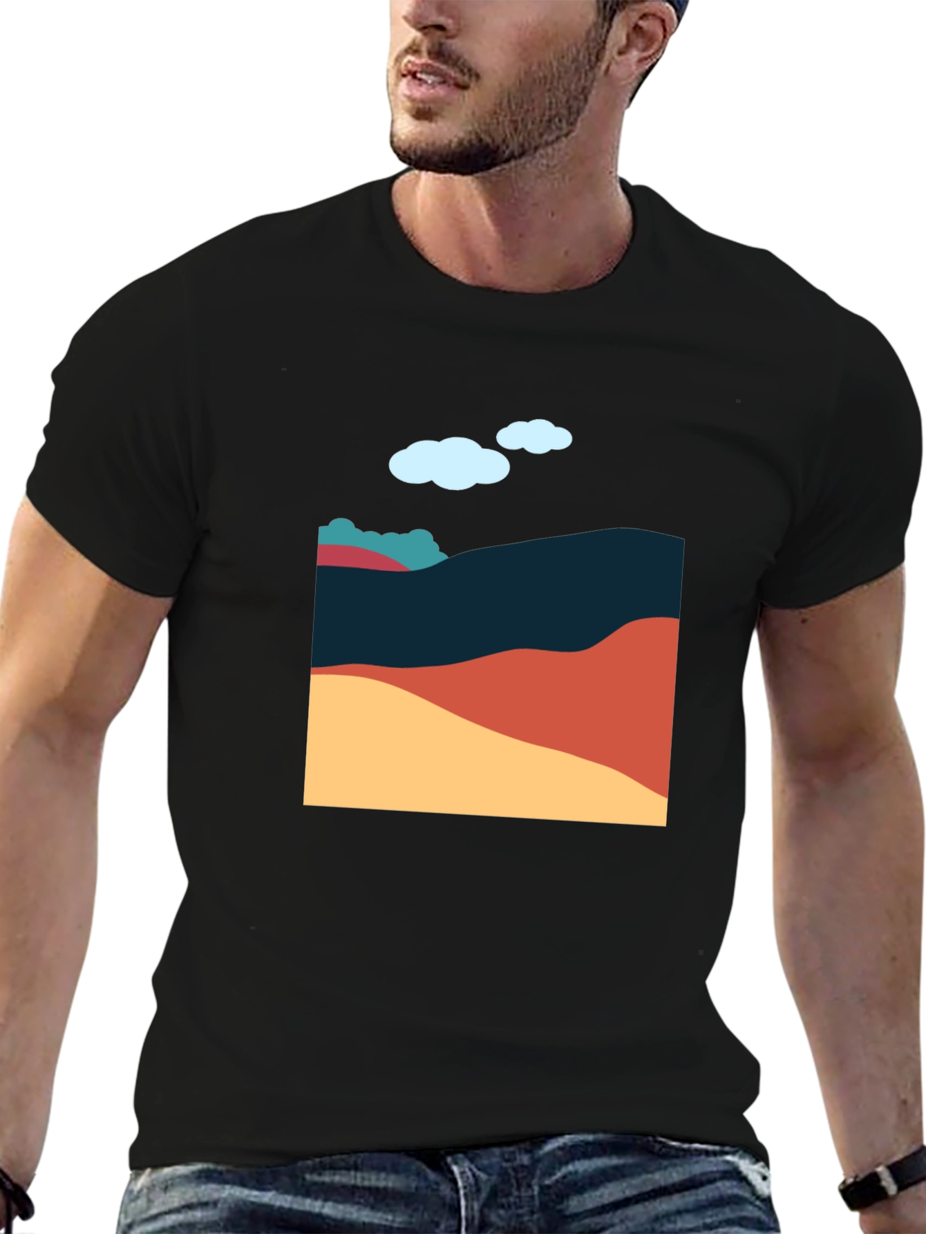 Abstract Landscape Graphic Tee - Casual Style