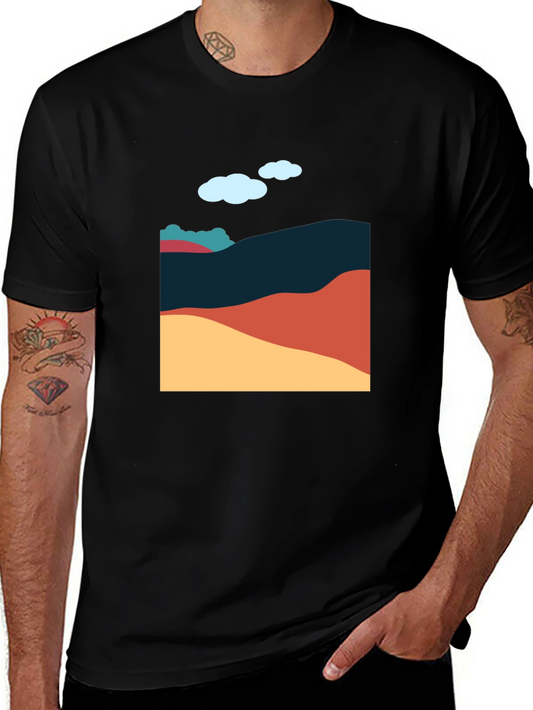 Abstract Landscape Graphic Tee - Casual Style