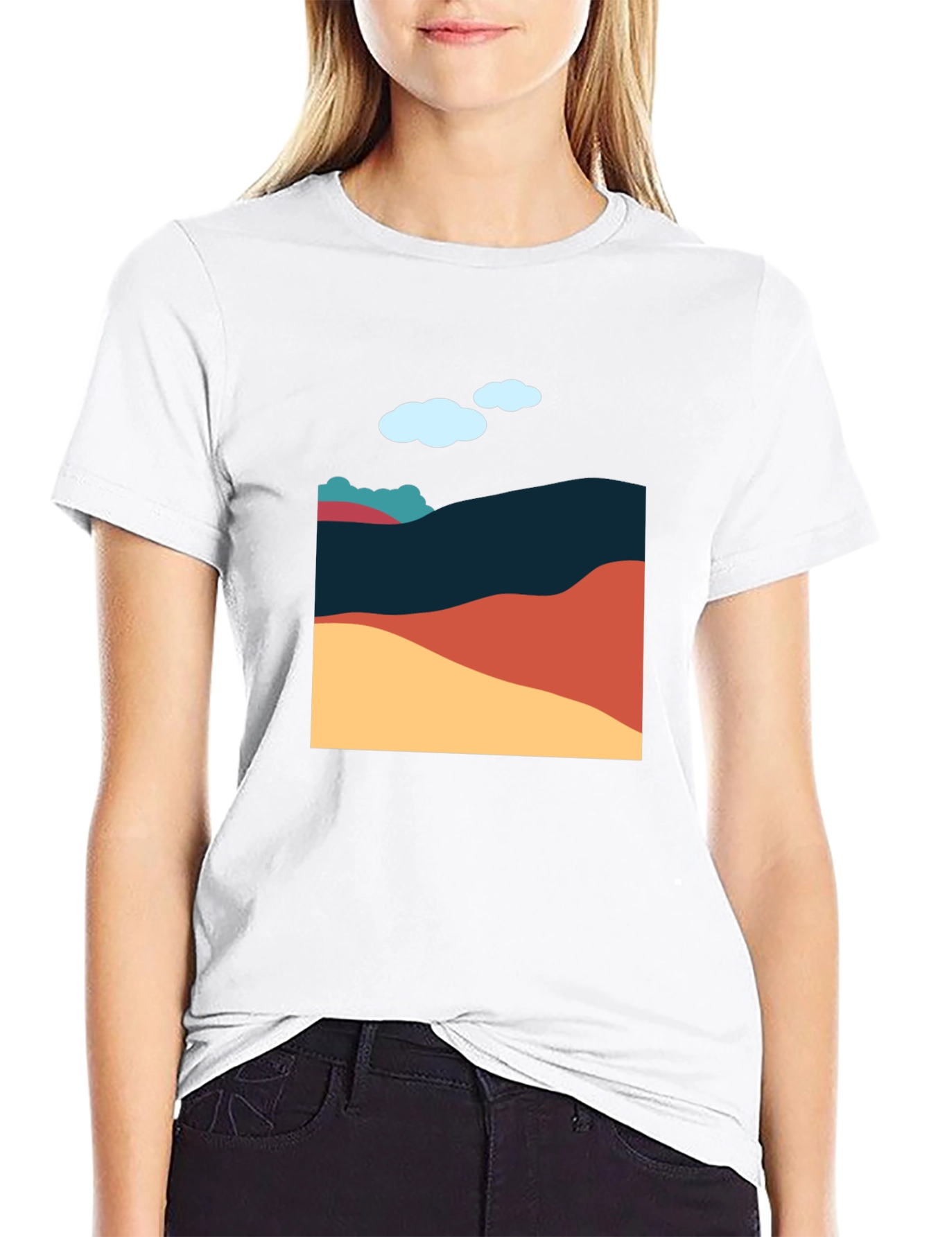 Abstract Landscape Graphic Tee - Casual Style