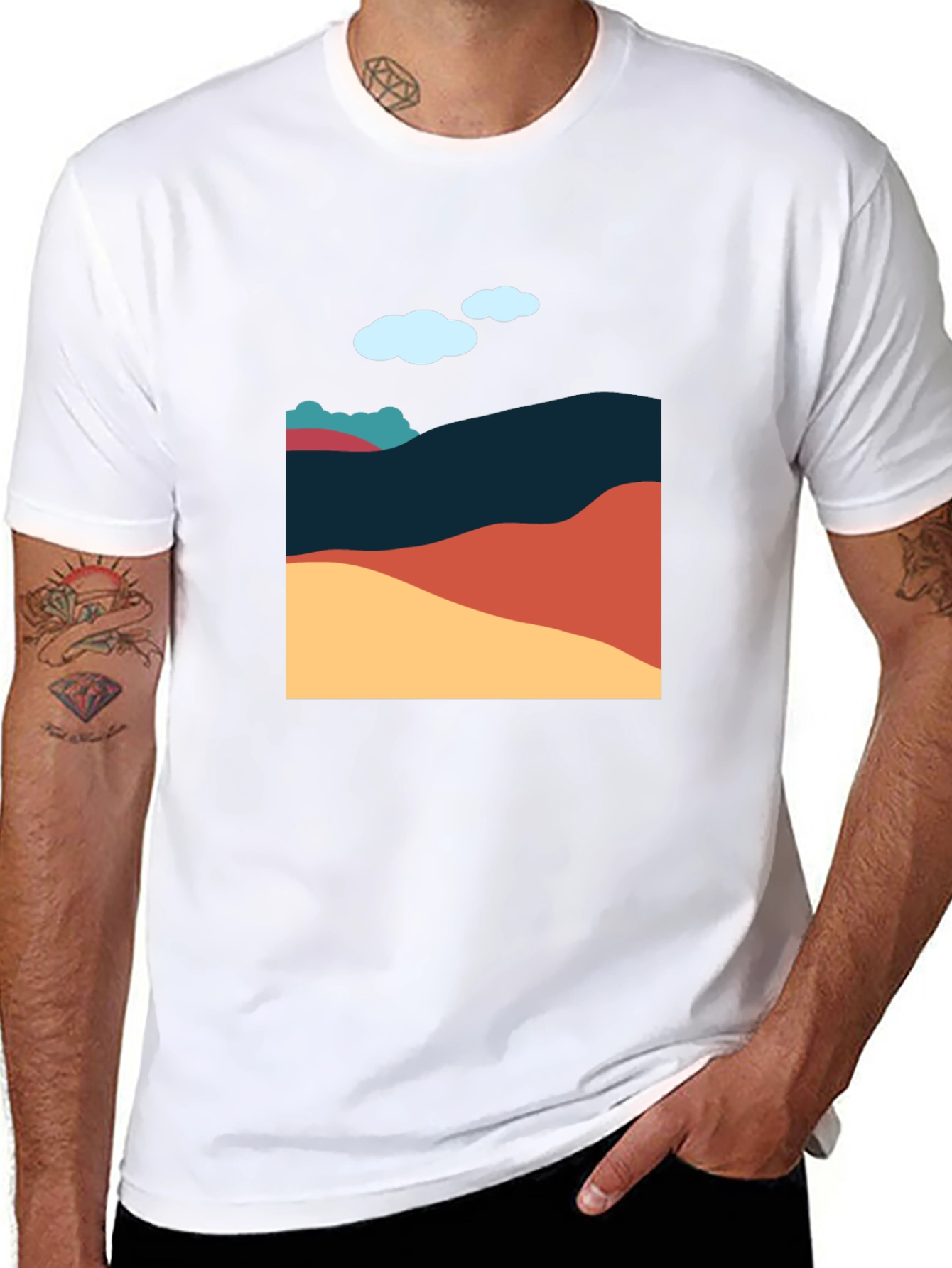 Abstract Landscape Graphic Tee - Casual Style