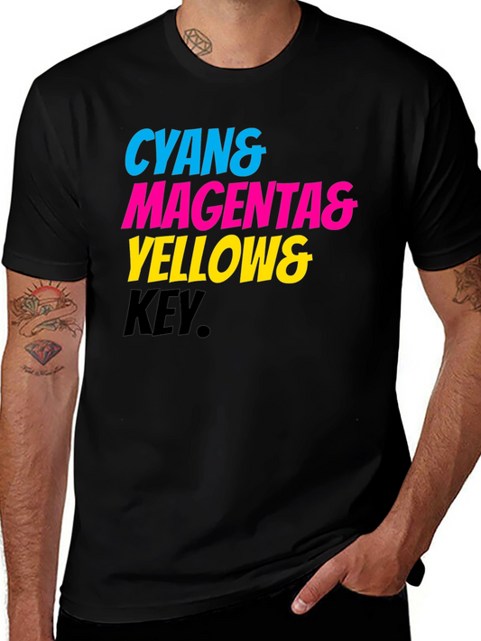 Cyan Magenta Yellow Key Printed Tee