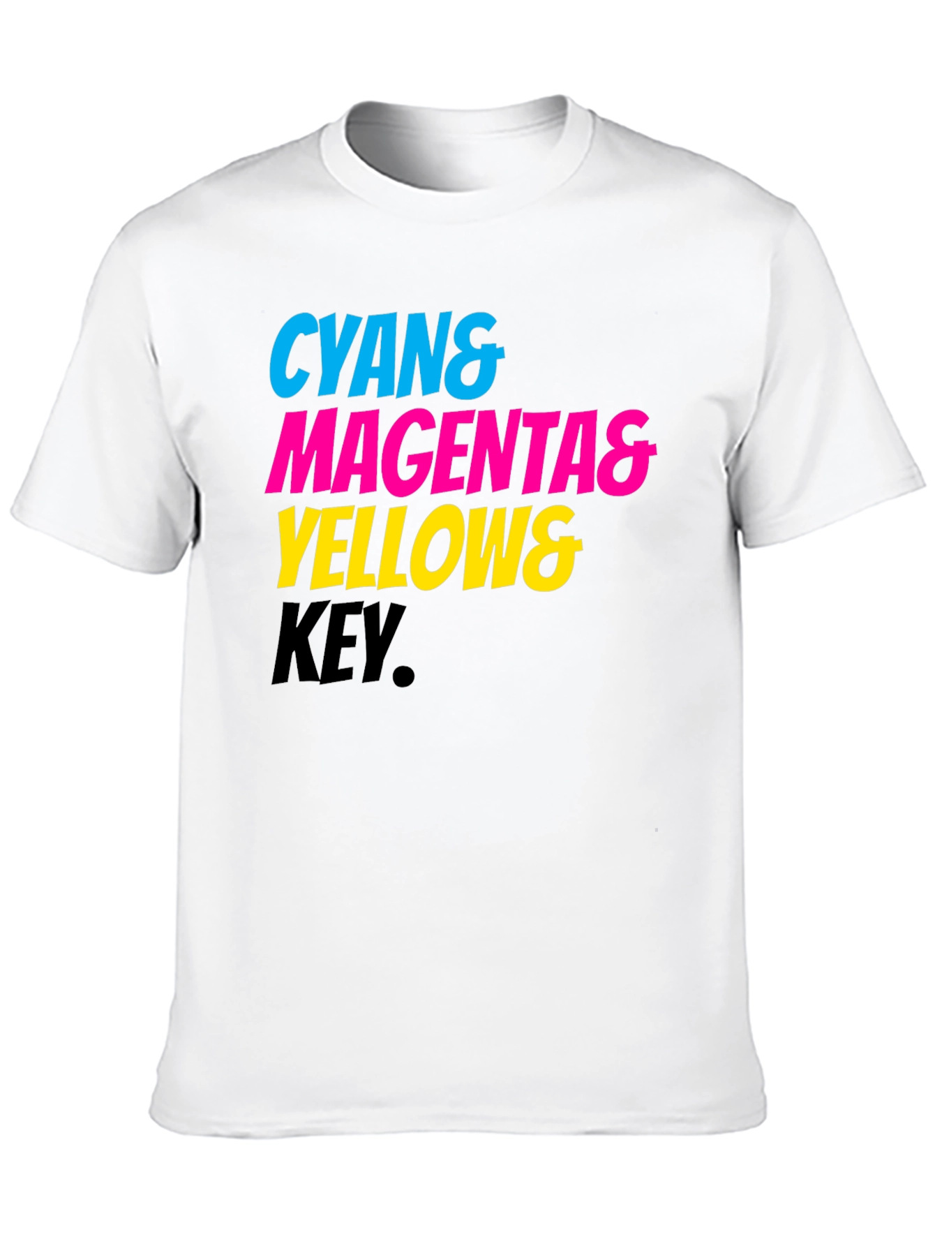 Cyan Magenta Yellow Key Printed Tee