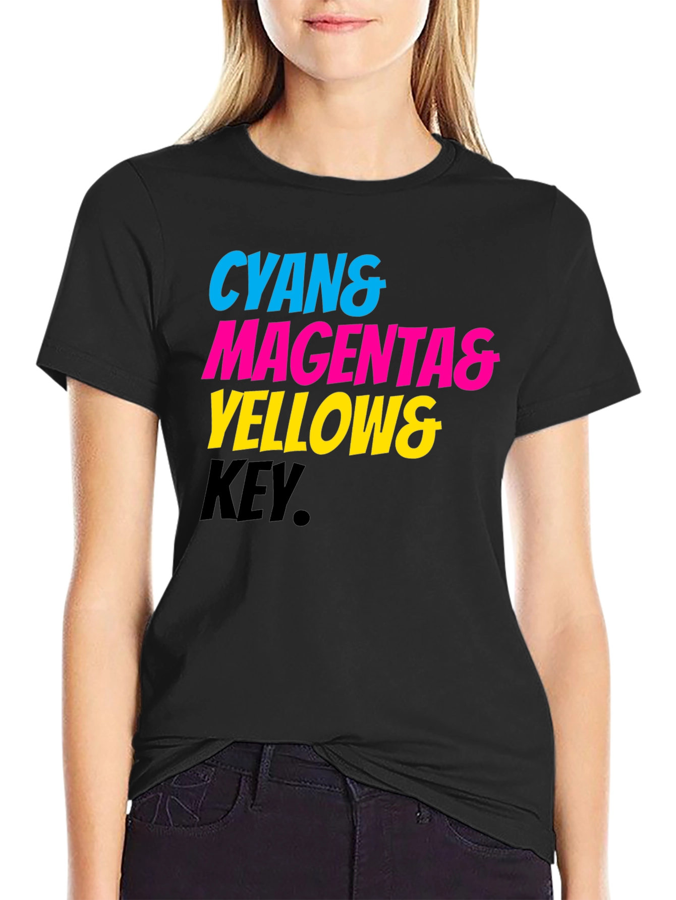 Cyan Magenta Yellow Key Printed Tee