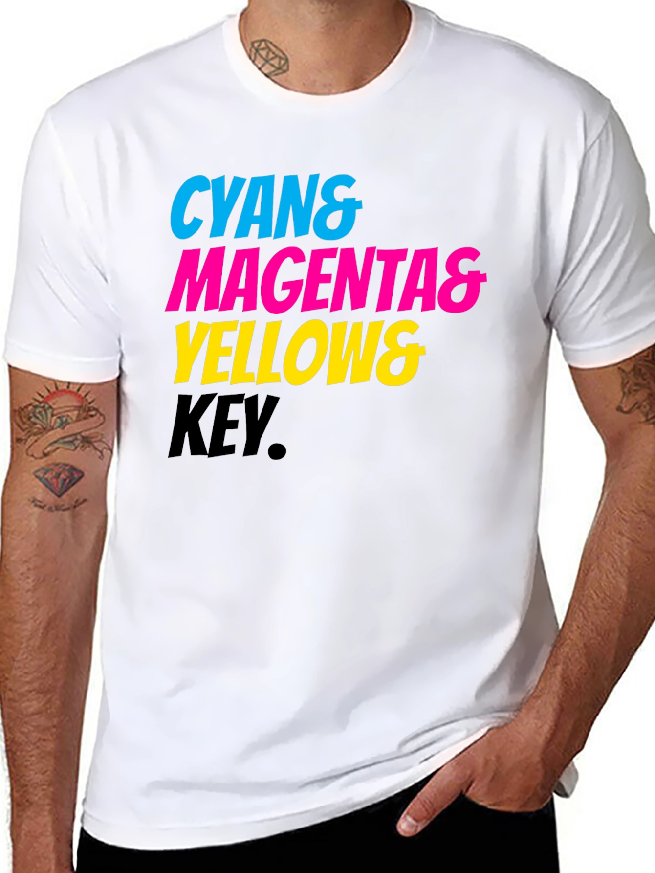 Cyan Magenta Yellow Key Printed Tee